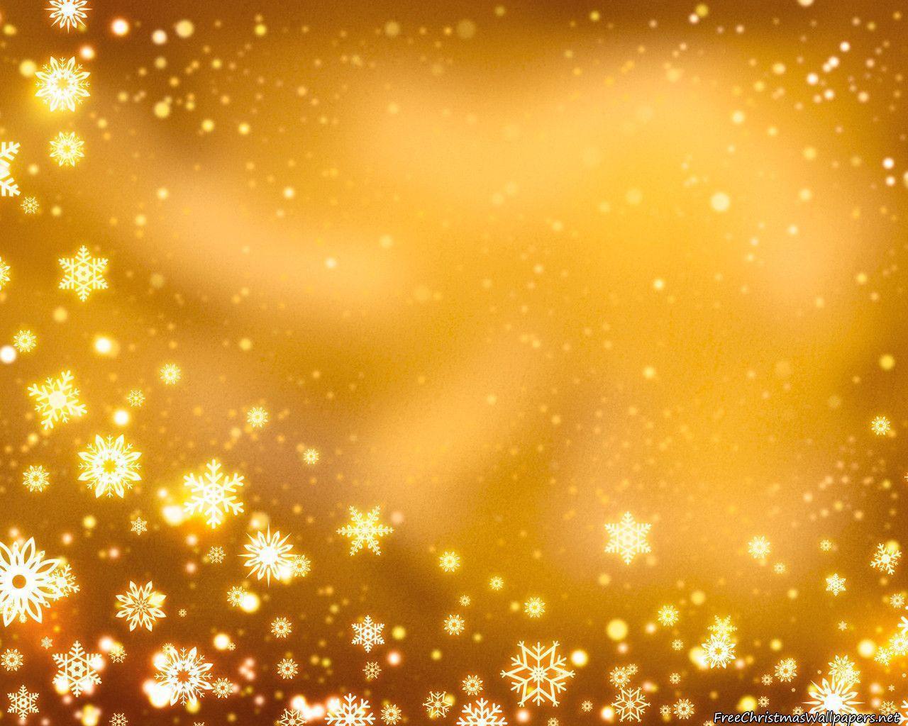 Yellow Christmas Background with Snowflakes Wallpaper