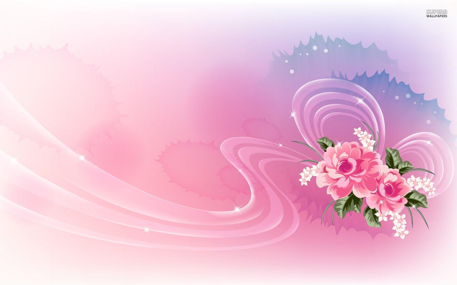 Pink roses on translucent ribbon wallpaper wallpaper - #