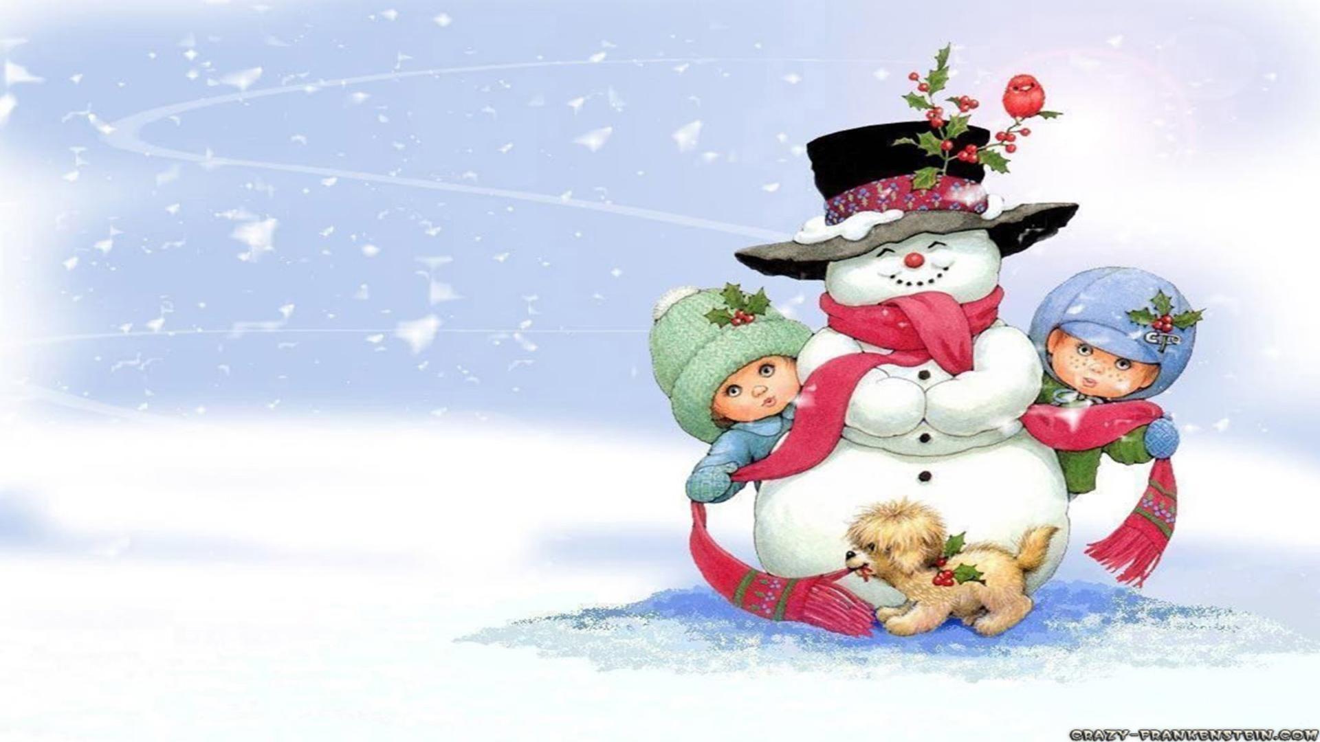 Snowman on Christmas scene 25 december celebration day free