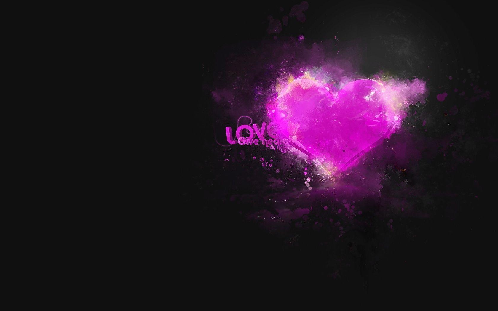 Abstract Pink Love Heart on Dark Background Free