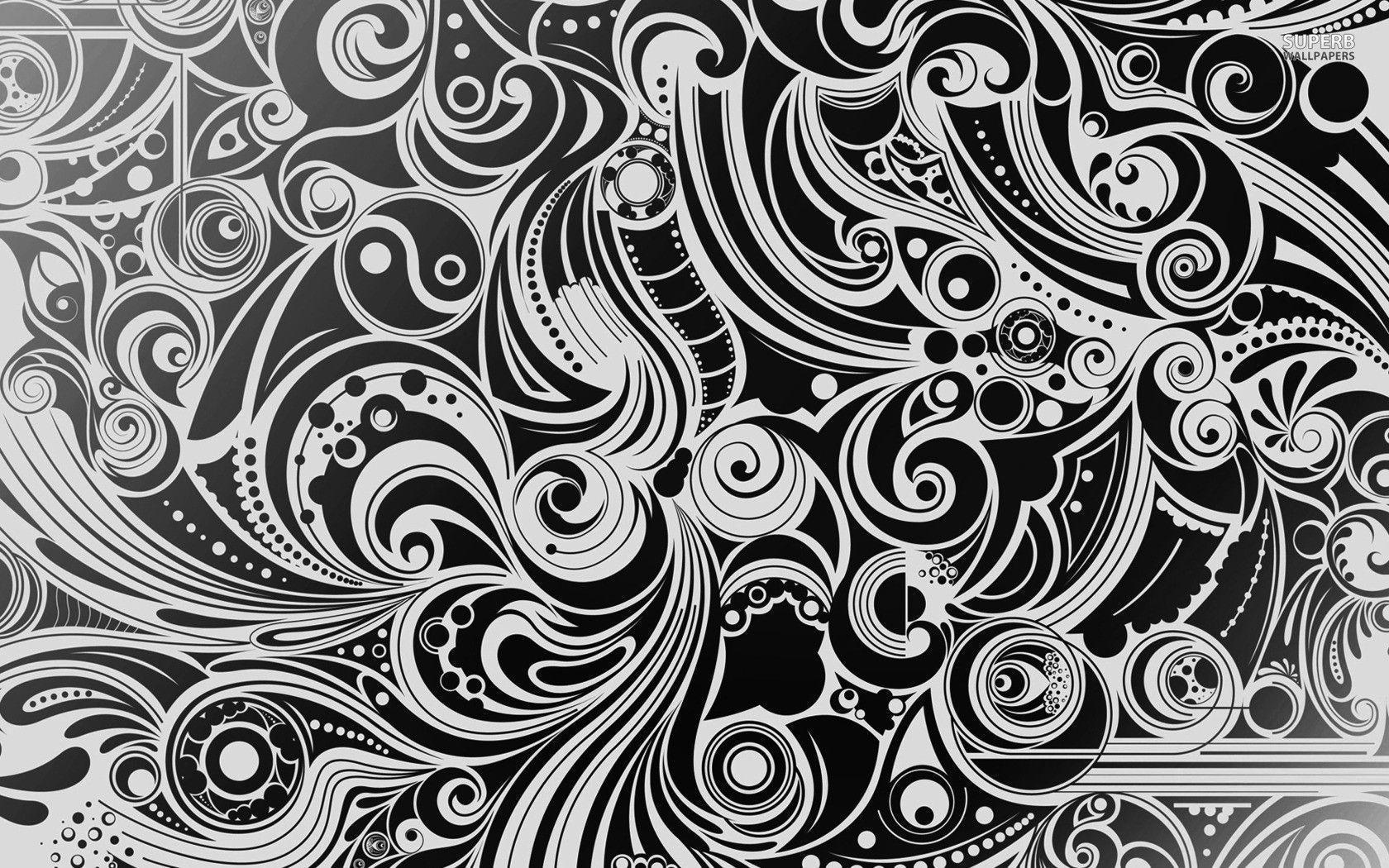 Black and white swirls wallpaper Art wallpaper - #