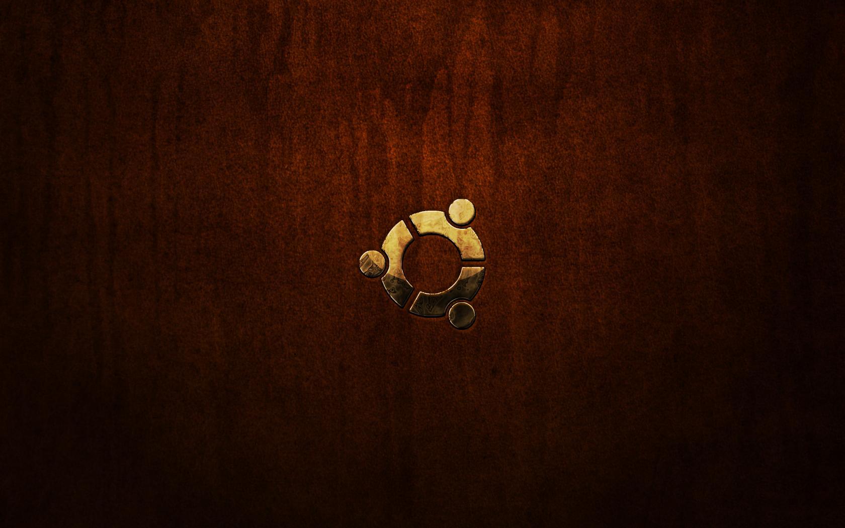 Linux Ubuntu Distro Logo Distressed Brown Leather HD Wallpaper