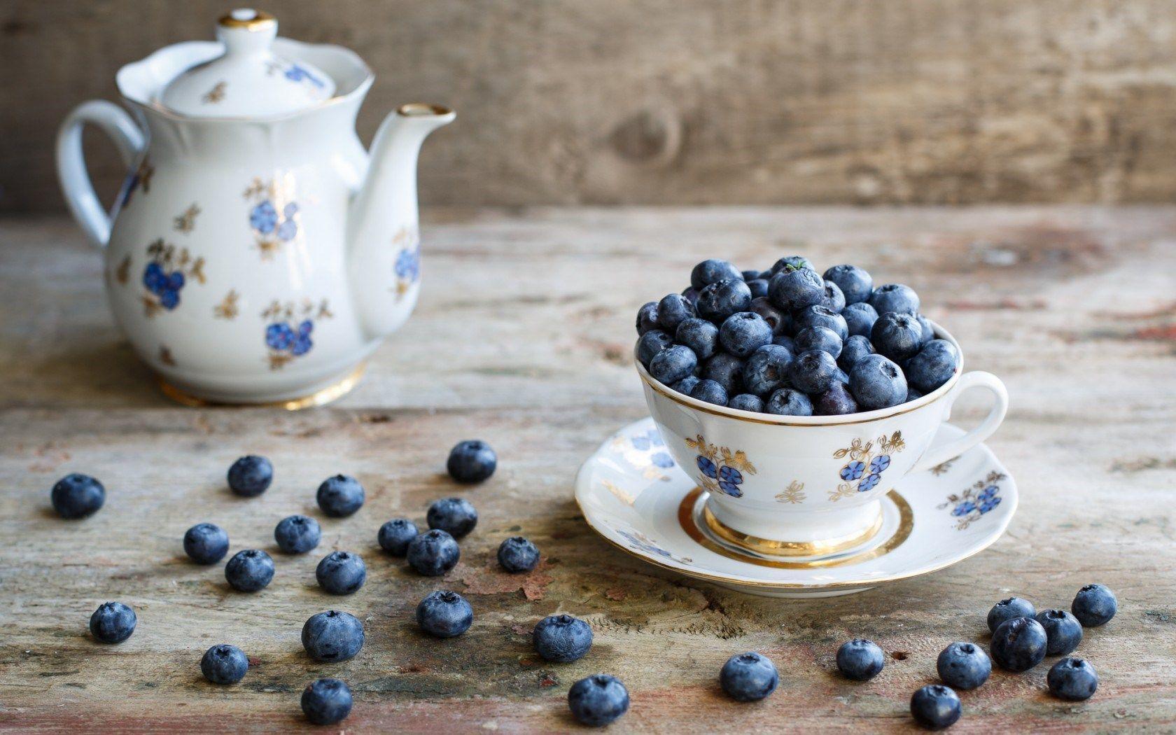 Teapot Noggin Berries Blueberries HD Wallpaper