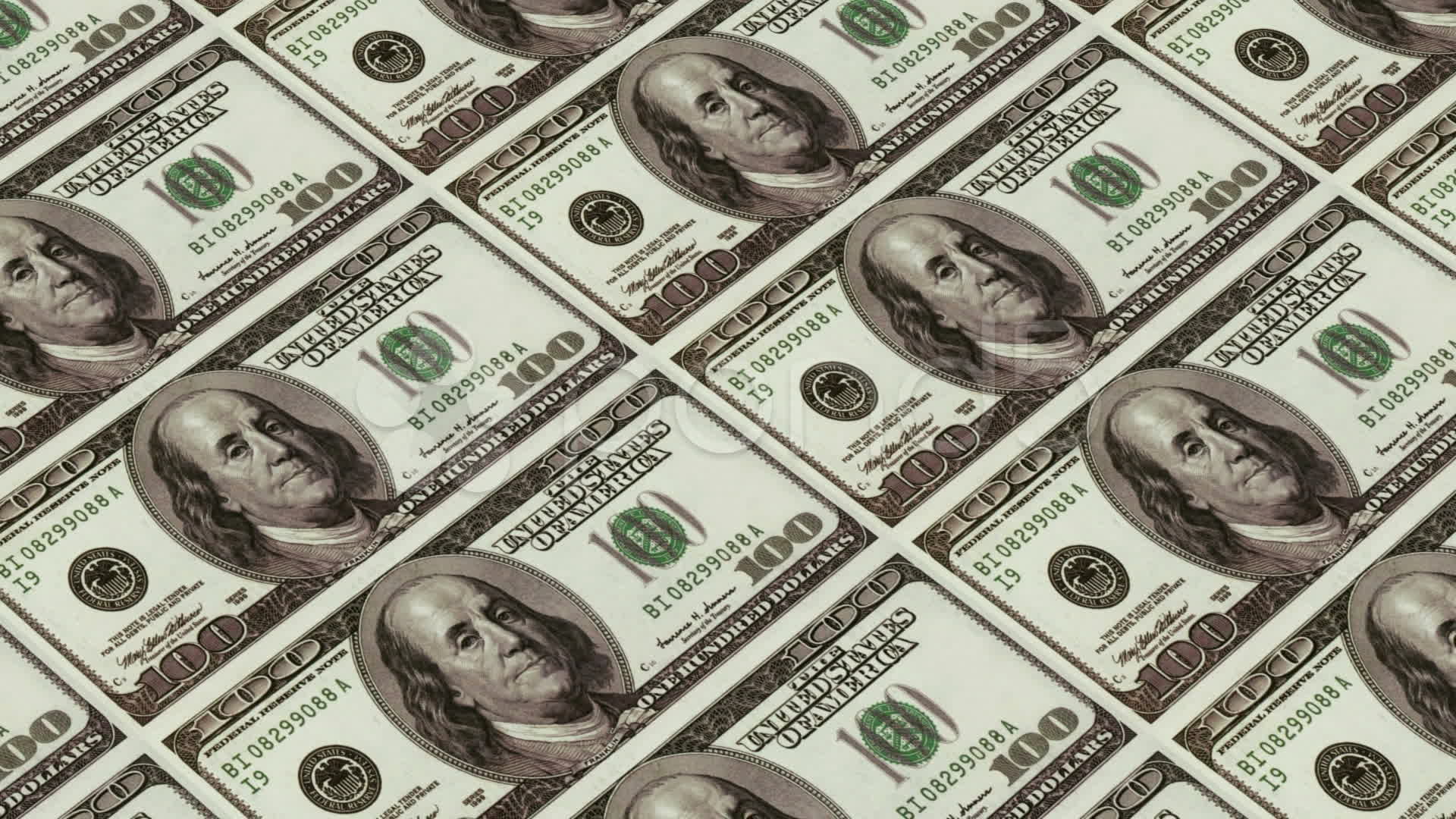 Printing Money Animation,100 Dollar Bills. videos 10734591