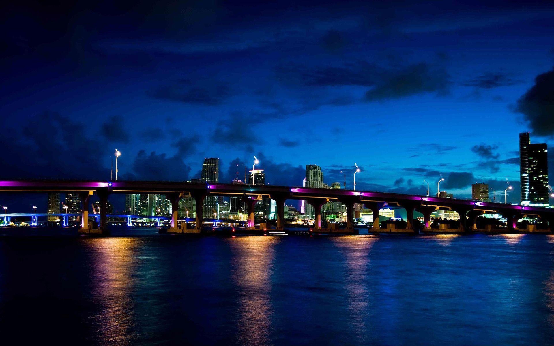 Miami Beach At Night Desktop Download Miami Night Wallpaper Free