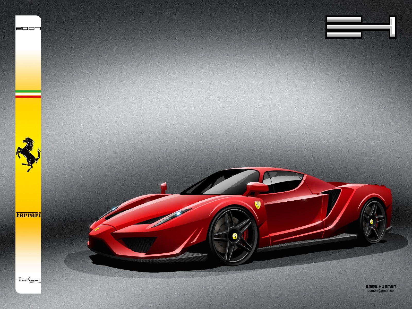 Full HD Wallpaper + Cars, Ferrari, Sketches, Red, Enzo,