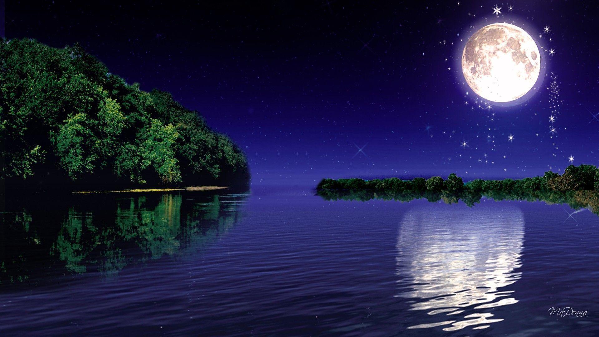 1024x576 Moonlight Reflection In Sea 1024x576 Resolution HD 4k ...