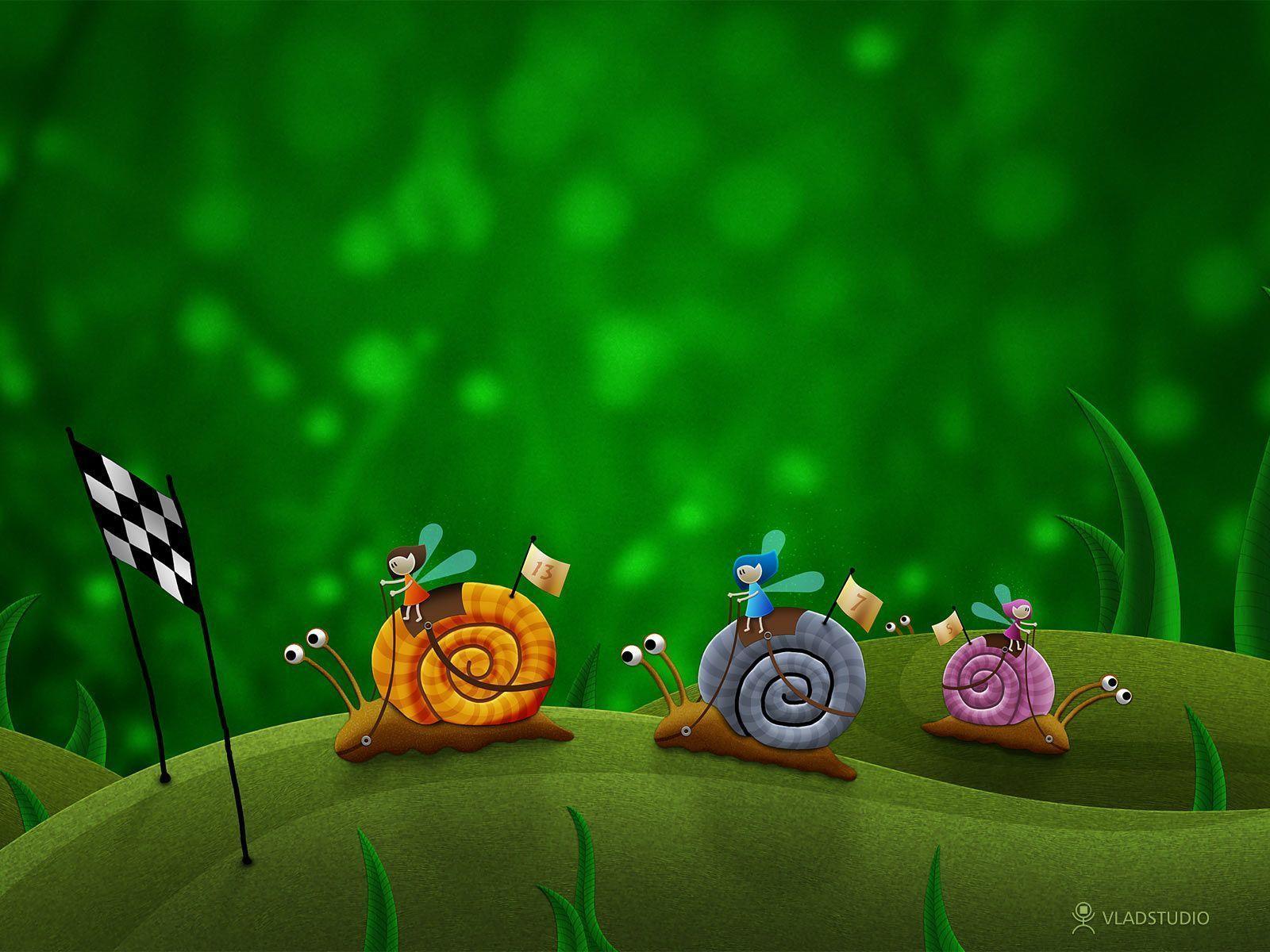 Cartoon Wallpaper Snail Racing