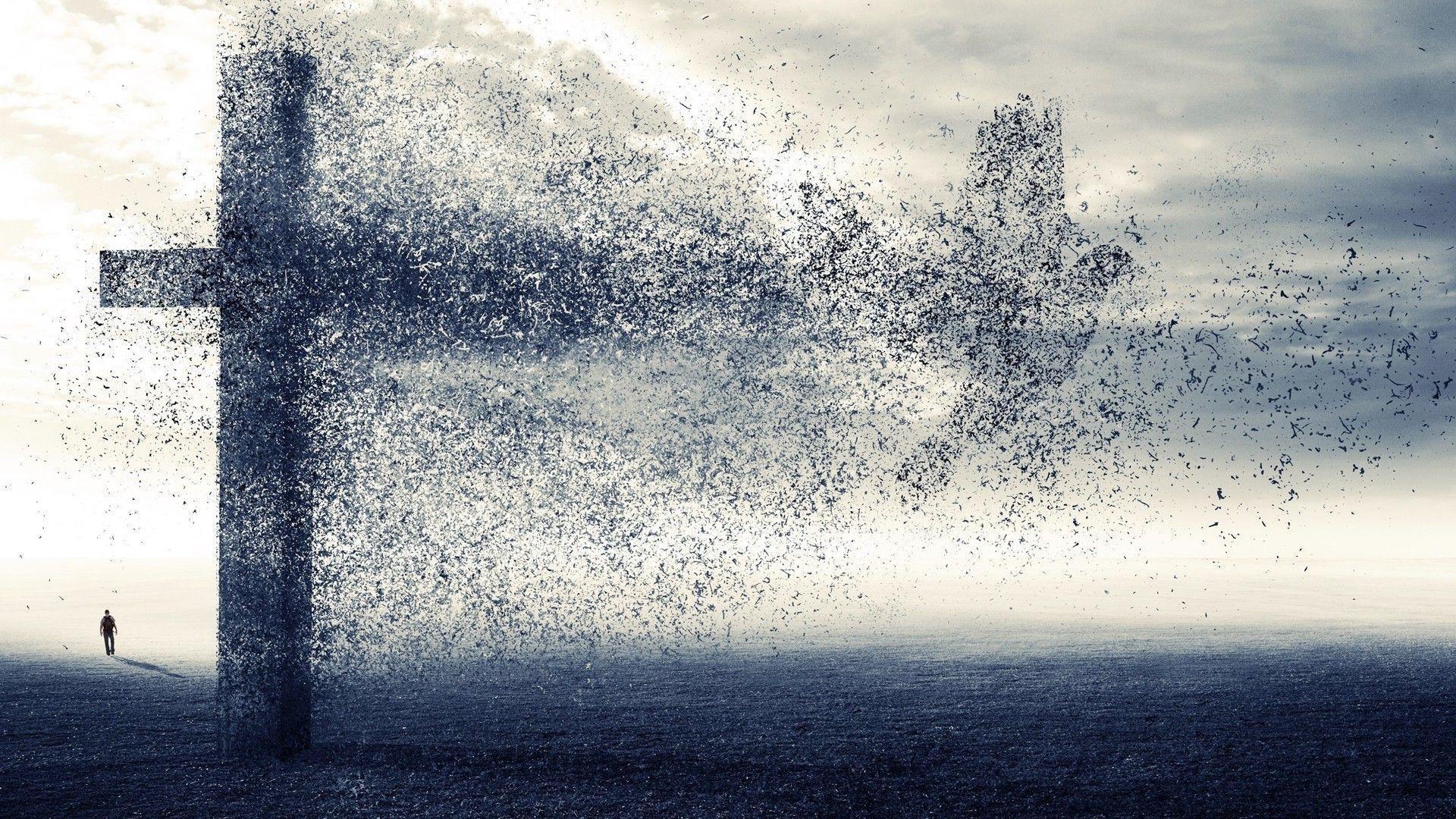 Dove Disintegrated From A Cross Wallpaper Wide or HD. Religion