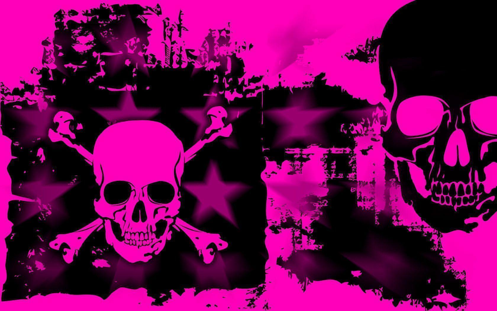 image For > Pink And Black Skull Wallpaper