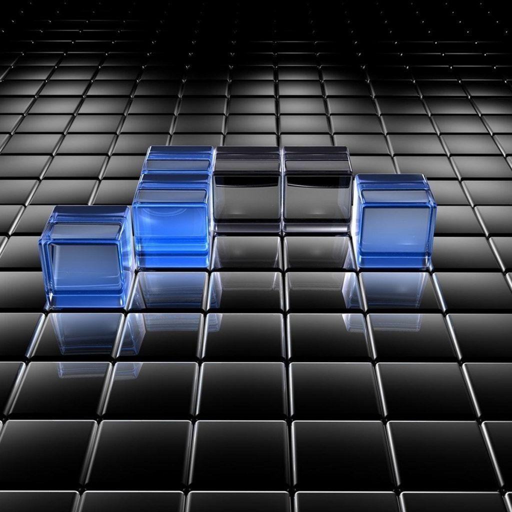 Black and Blue Translucent Cubes iPad Wallpaper Download. iPhone