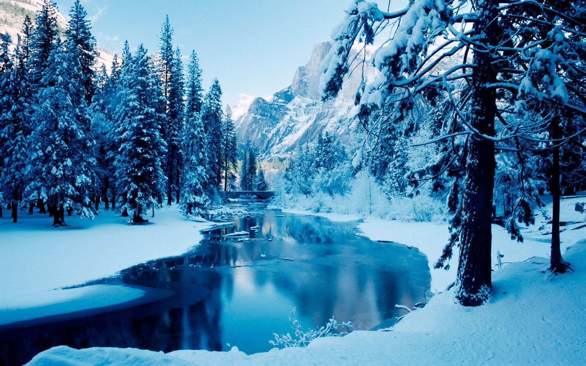 River Forest Winter Wallpaper, iPhone Wallpaper, Facebook Cover