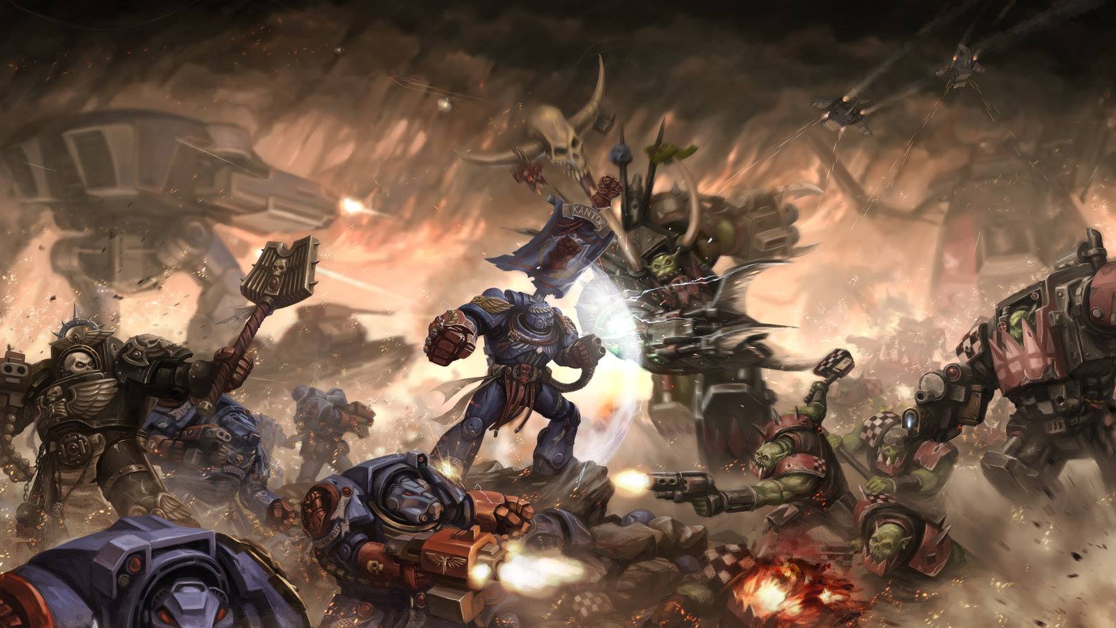 Space Marines Vs Orks Battle Wallpaper 1600x900 px Free Download