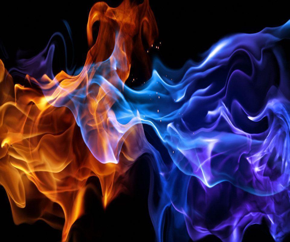 Galaxy S Amoled Wallpaper 960800 Red And Blue Fire