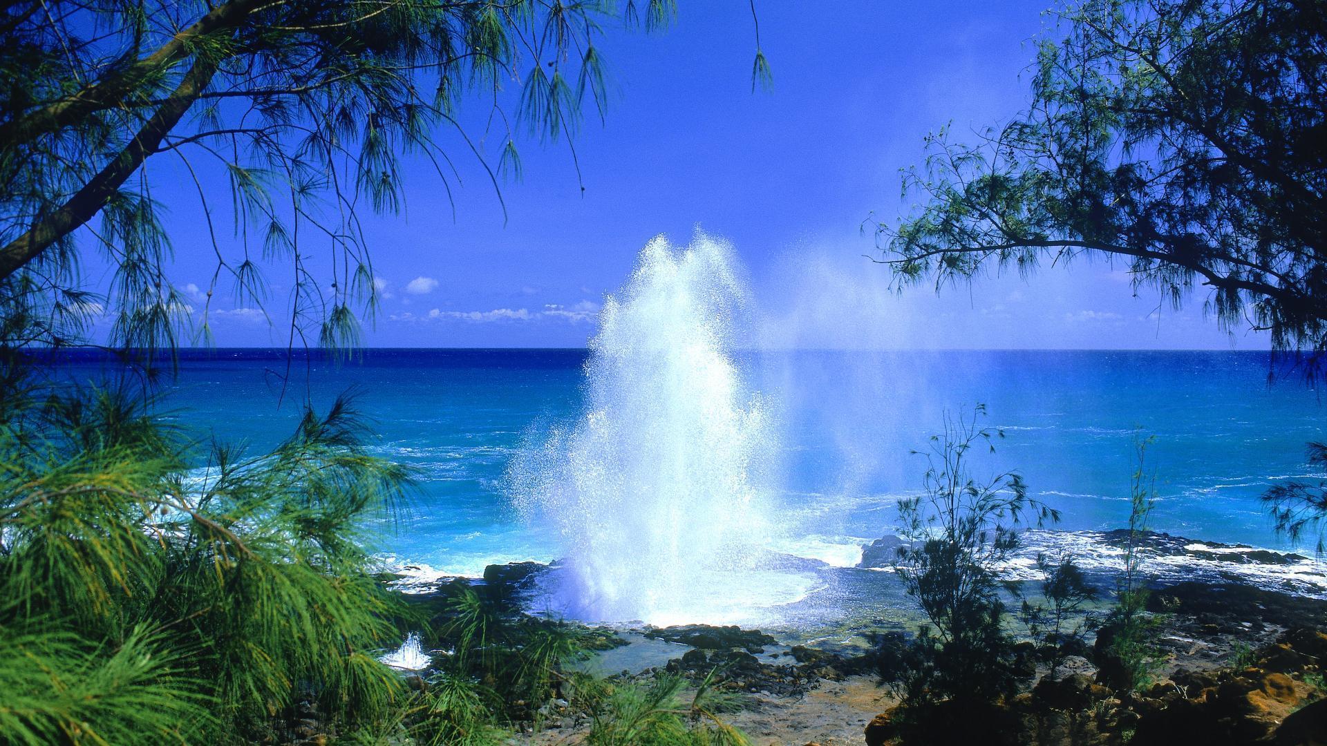Hawaiian Beach Wallpaper: Hawaii Beach Water Gush Wallpaper Duhdek