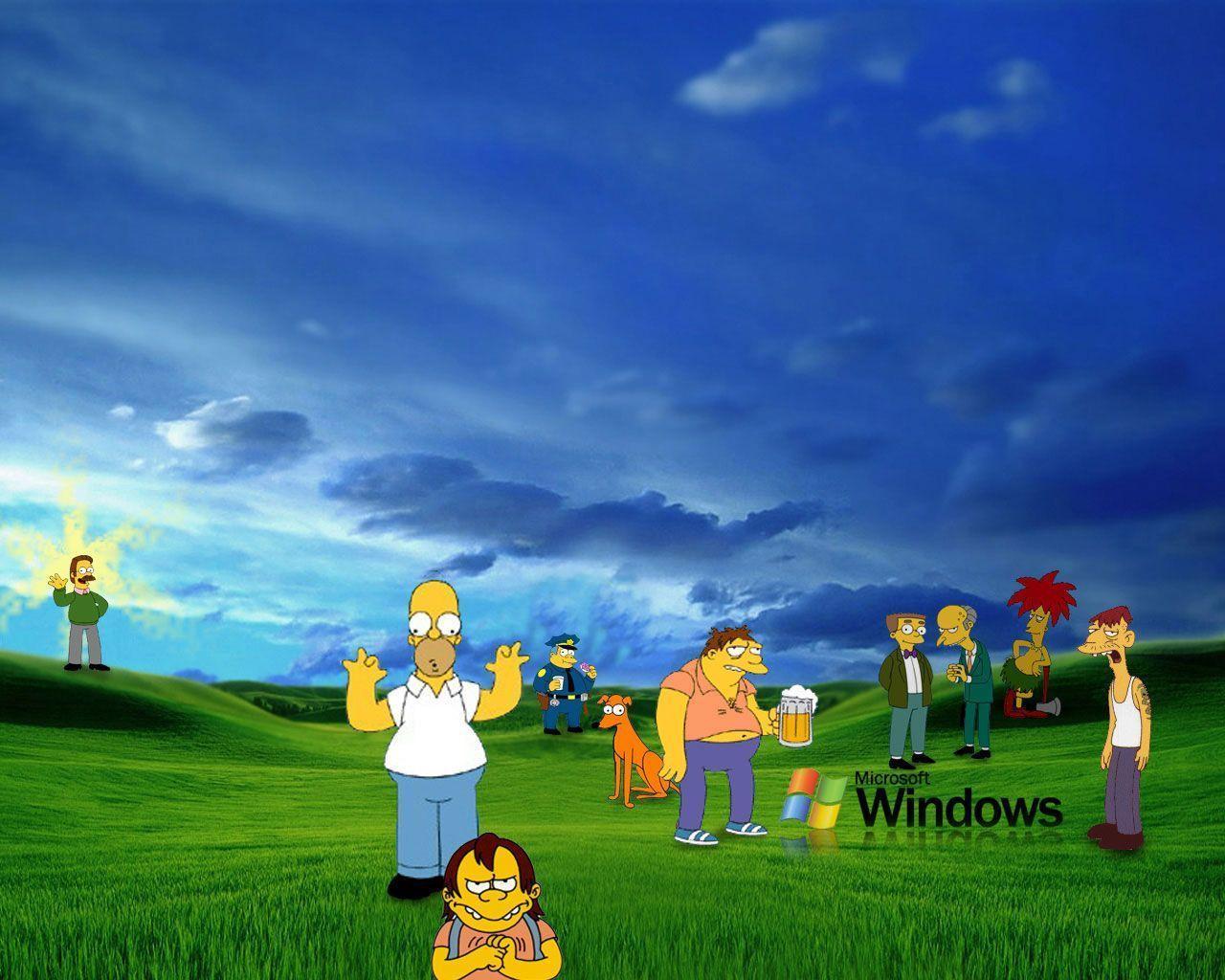 Windows wallpaper with Homer Simpson. My funny world