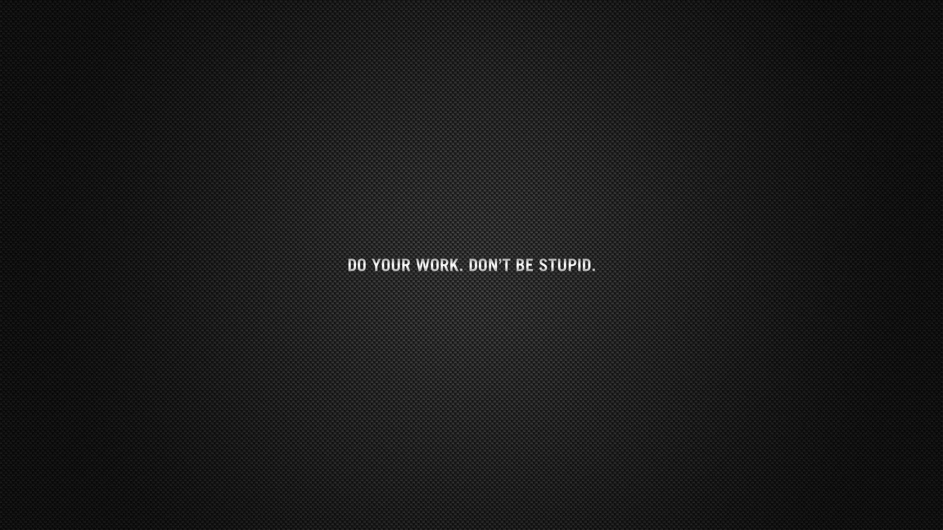 Do your Work Dont Be Stupid Desktop Background Wallpaper