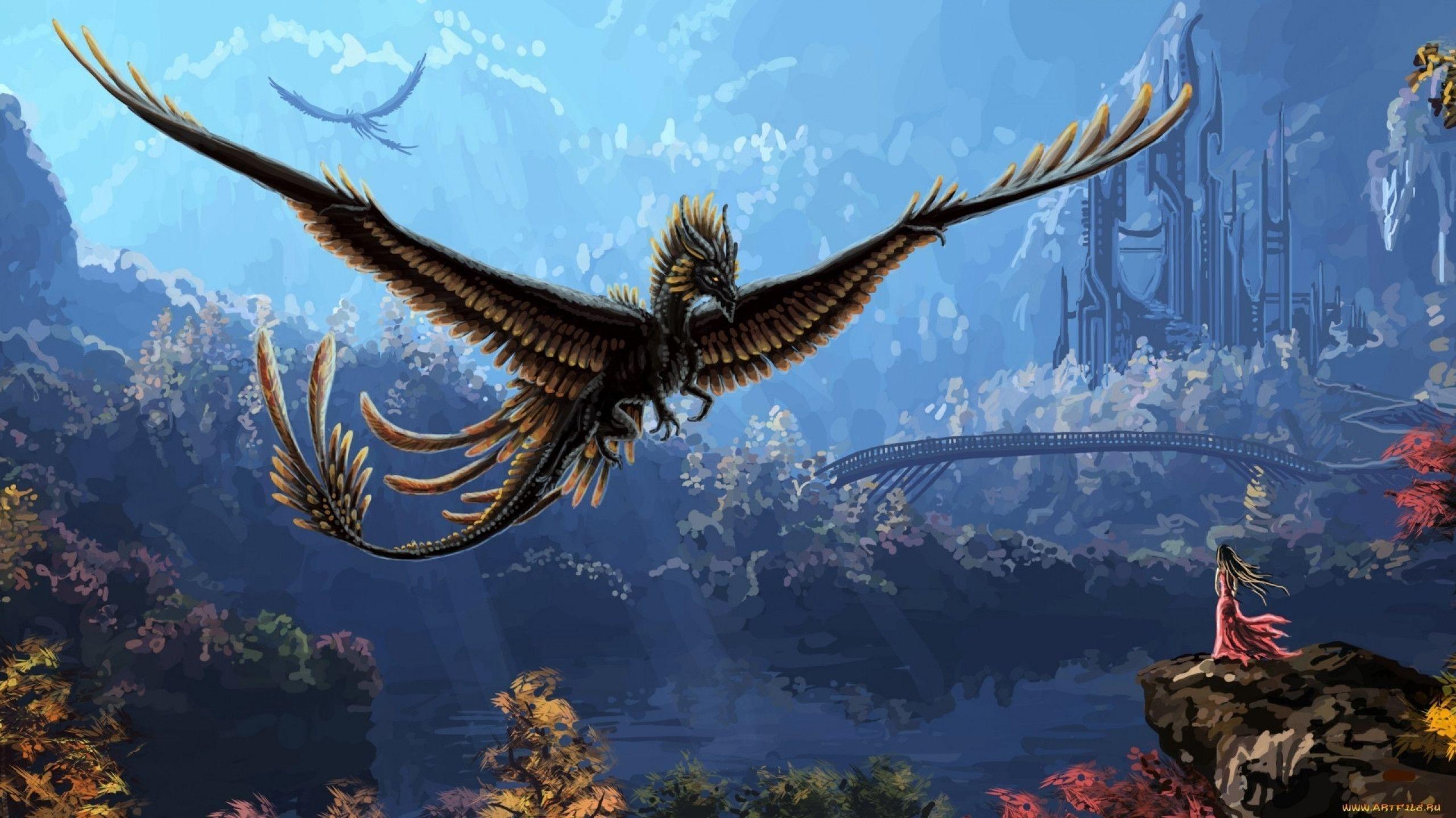 Dreamy Fantasy Flying Dragon Creative Artwork Wallpaper