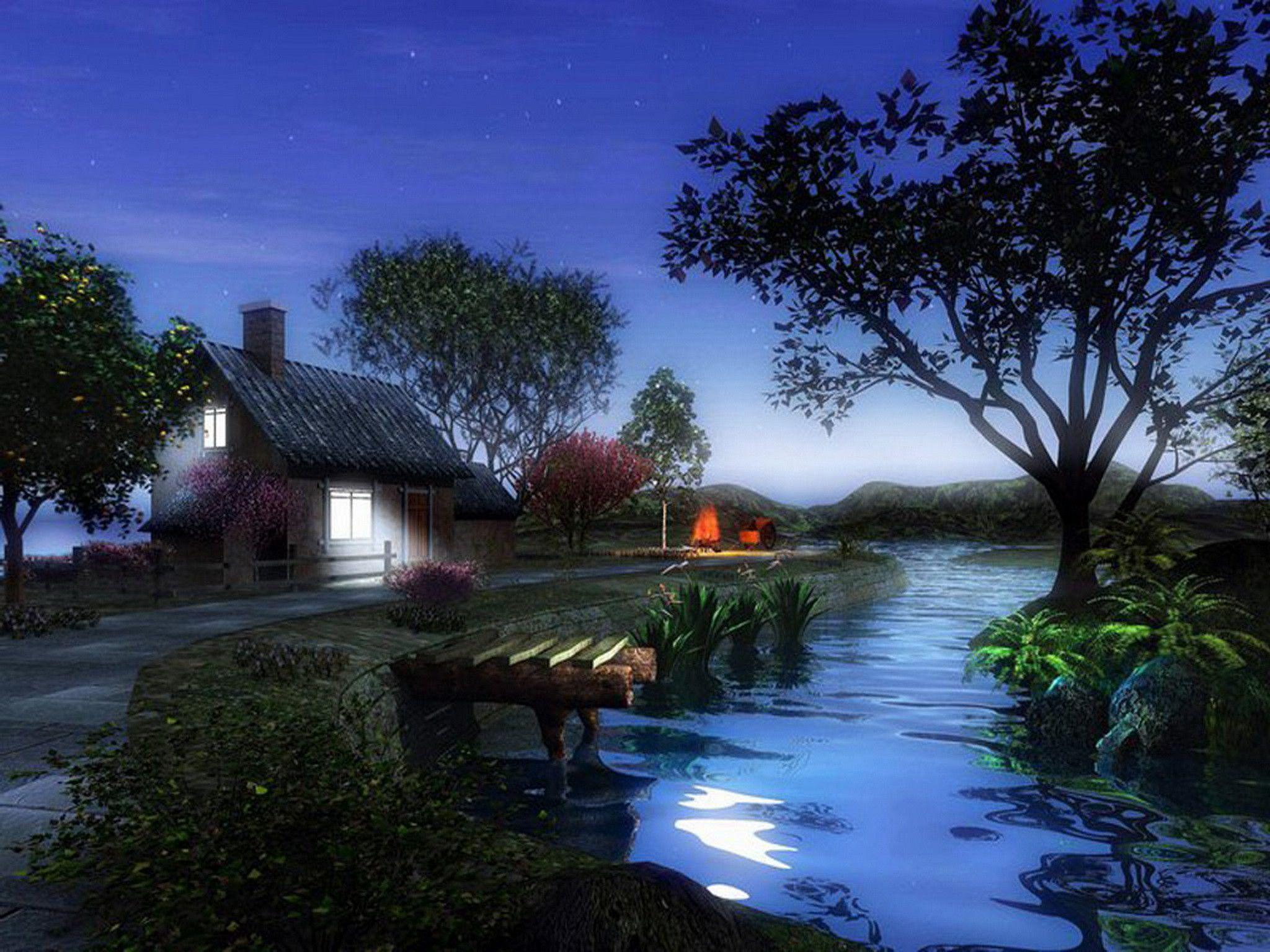 House 3D Nature Wallpaper HD Download 17772 Label: 3D, Download, hd