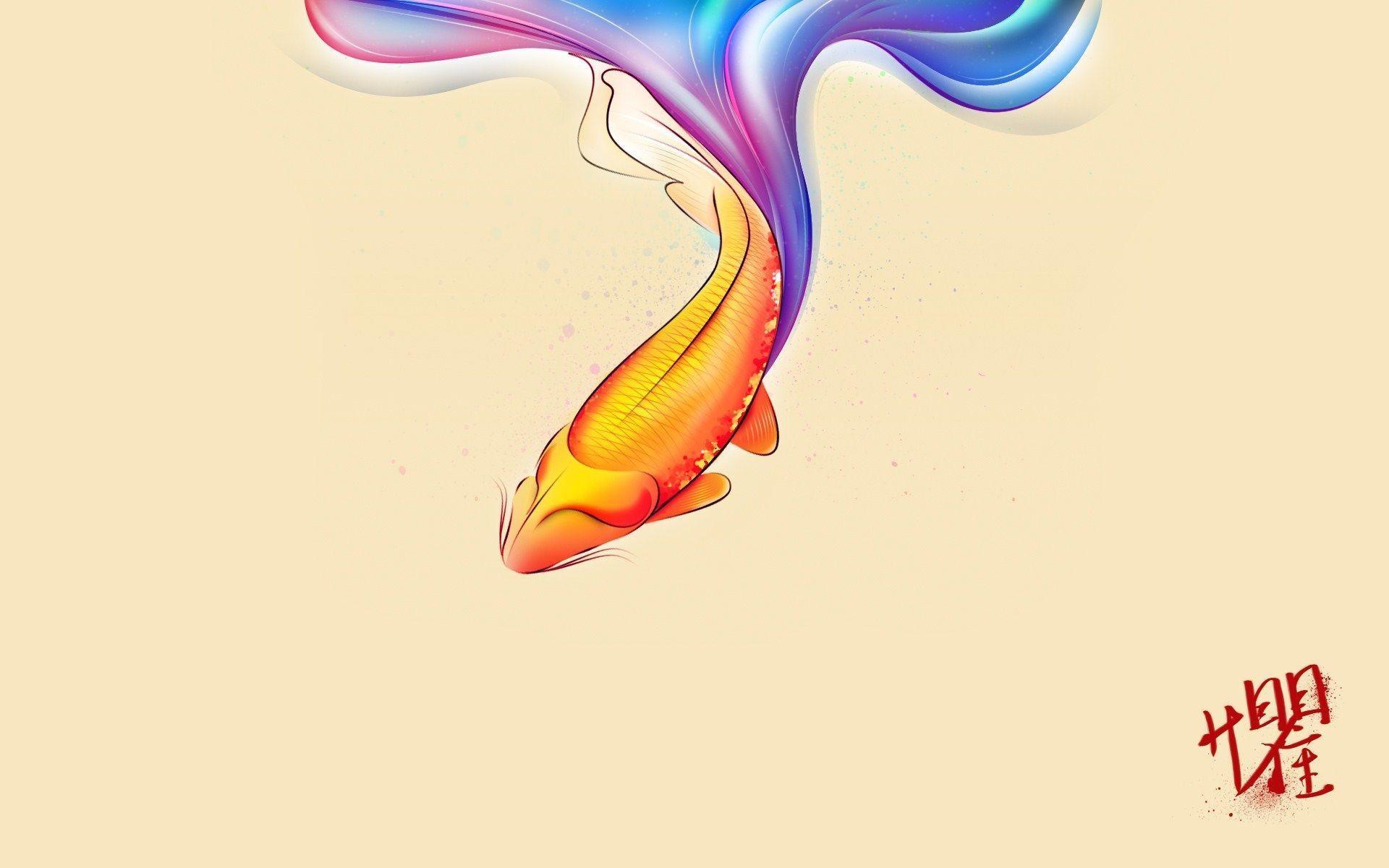 Orange Koi Fish Art HD Wallpaper