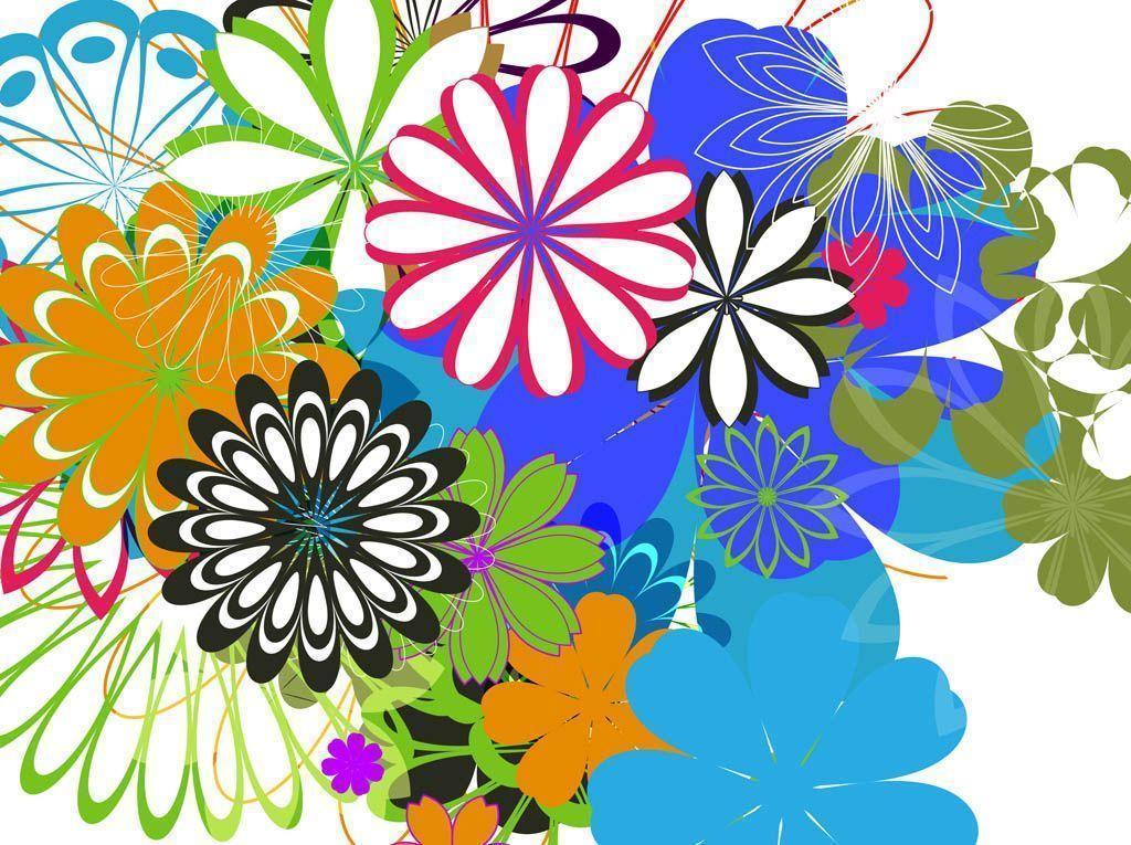 Colorful Flowers Background Art