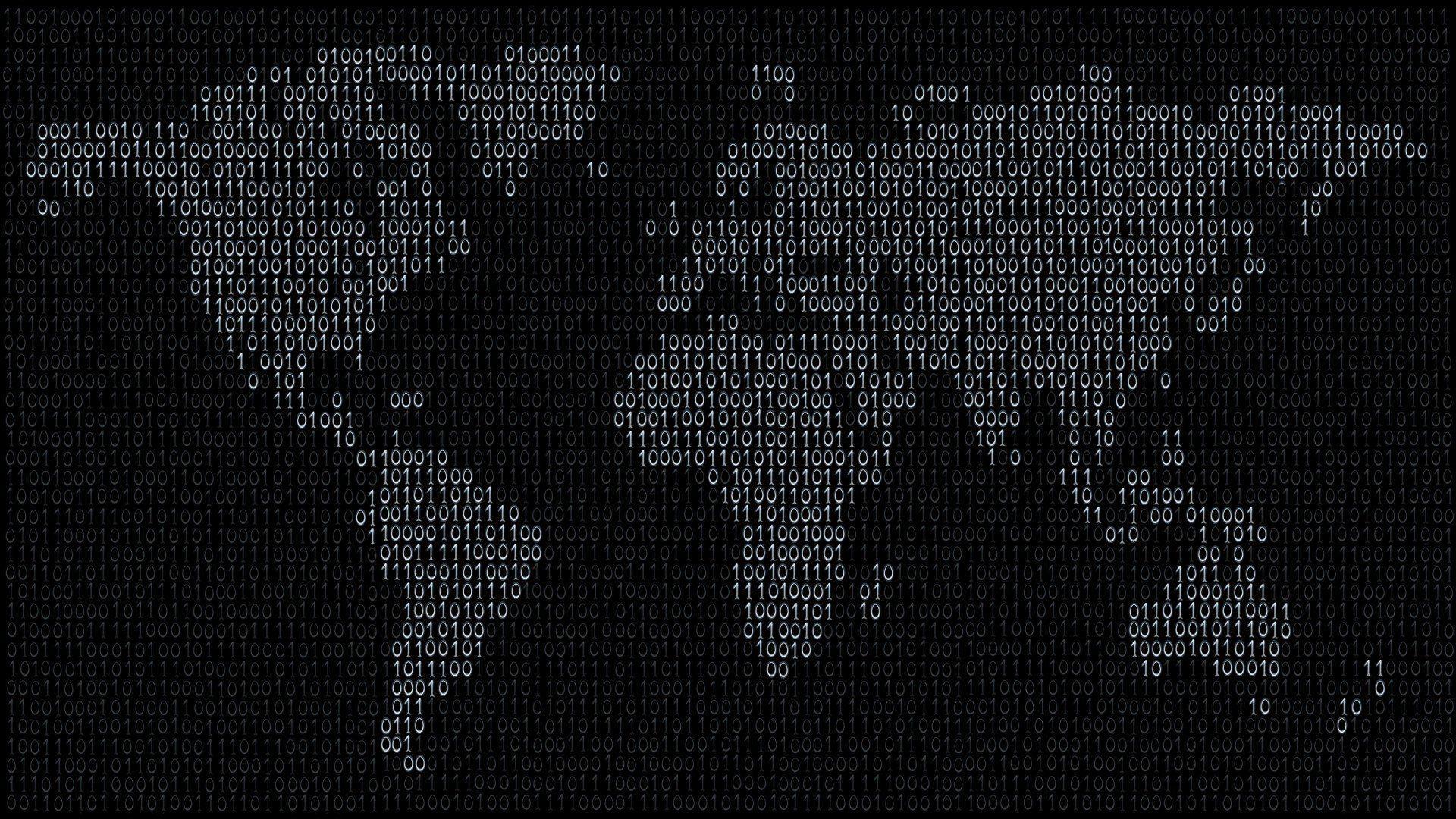 New Typography Numbers Binary World Map Digital Wallpaper HD