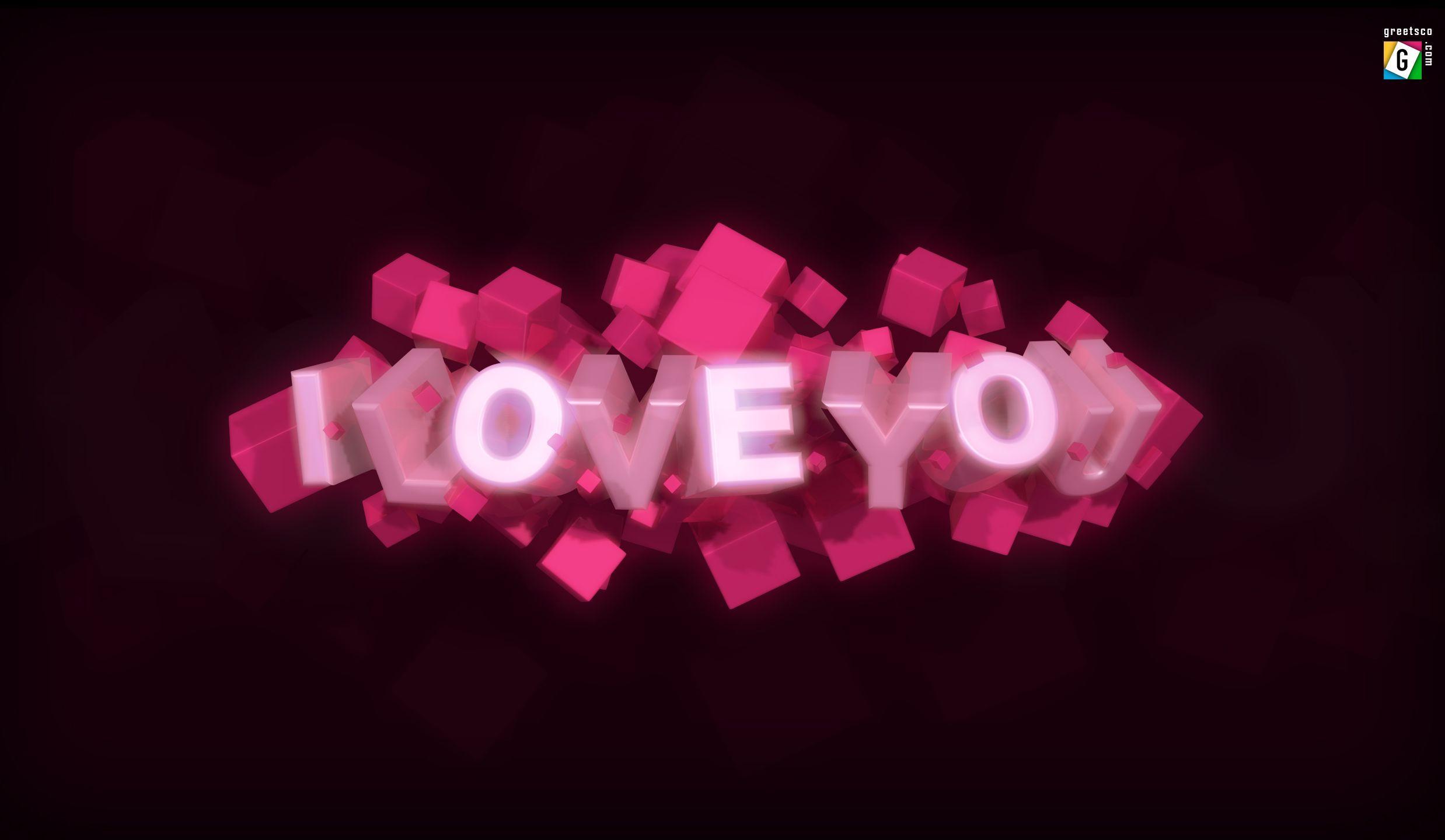 I love You 3D Pink Cubes Wallpaper and