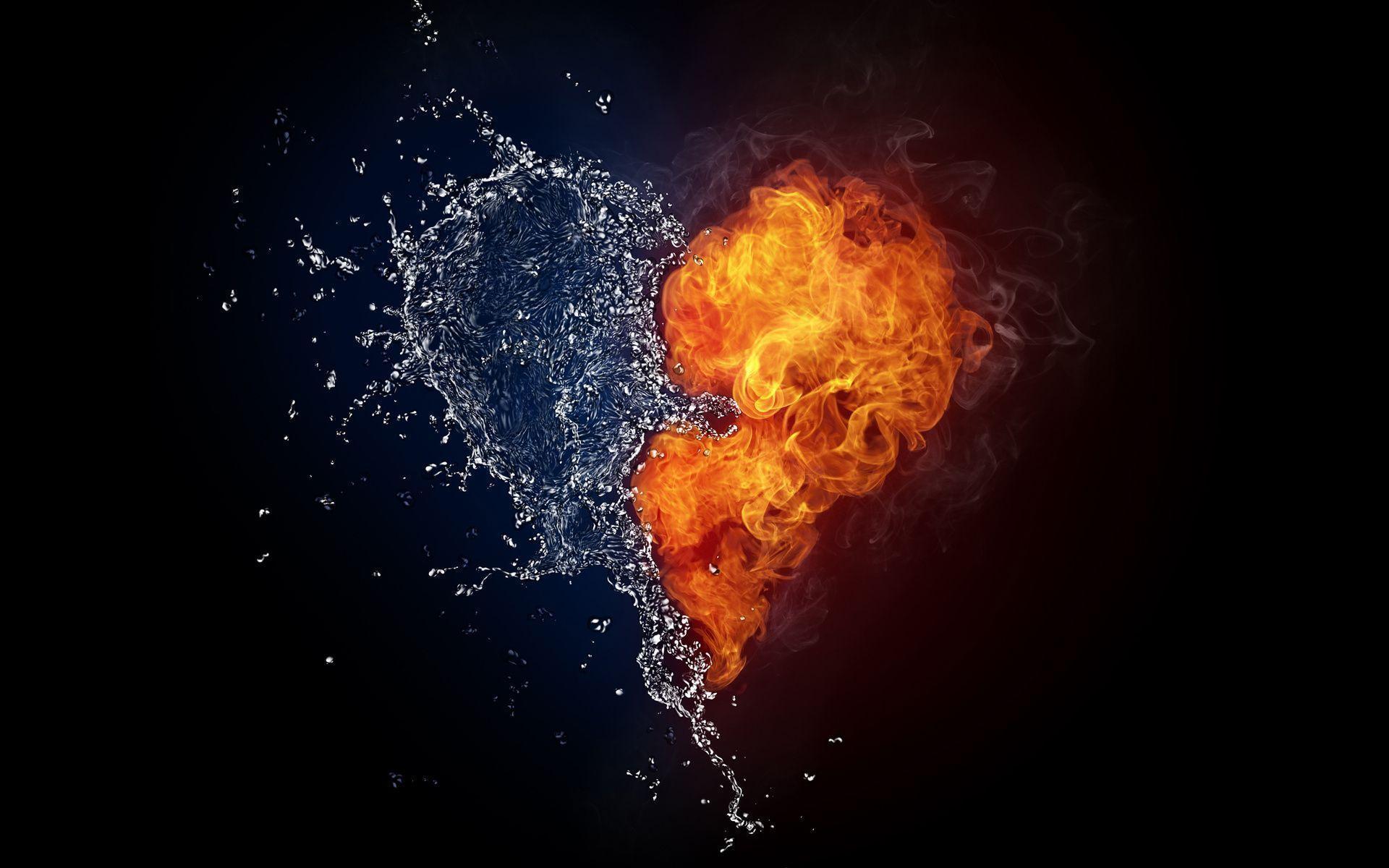 cool hearts with flames