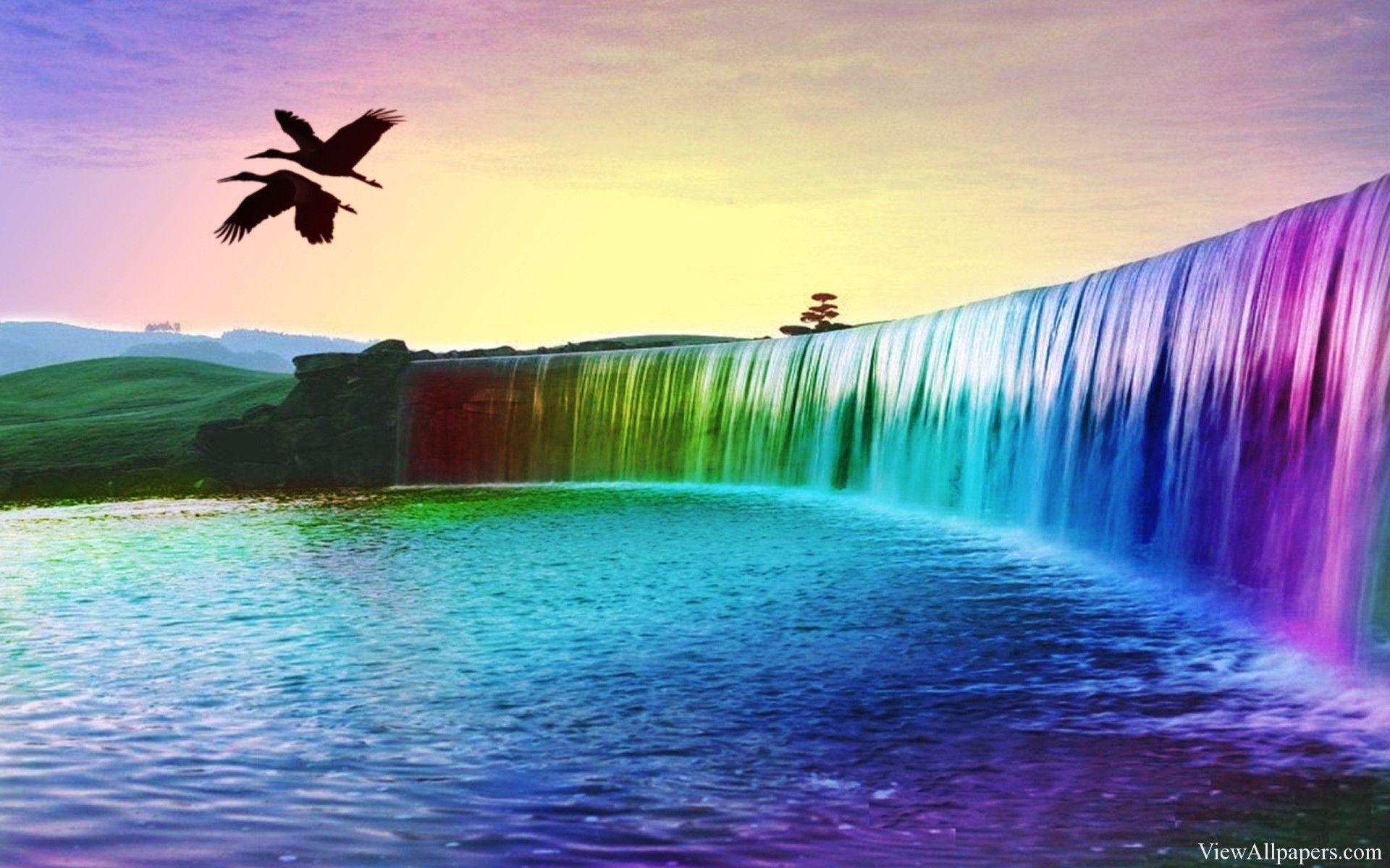 Colorful Waterfall Desktop BackgroundD & Abstract HD Wallpaper