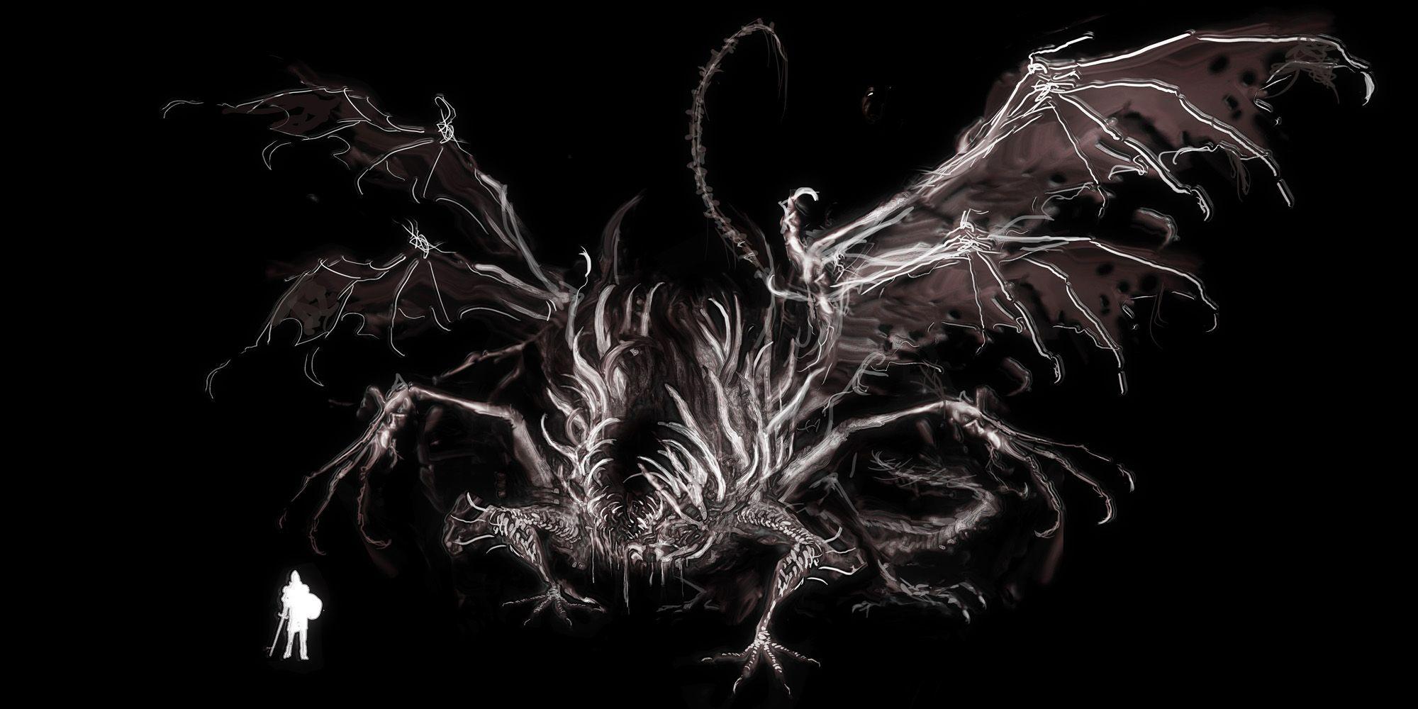 Dragon Art Black and White. Wallpaper HD for Desktop