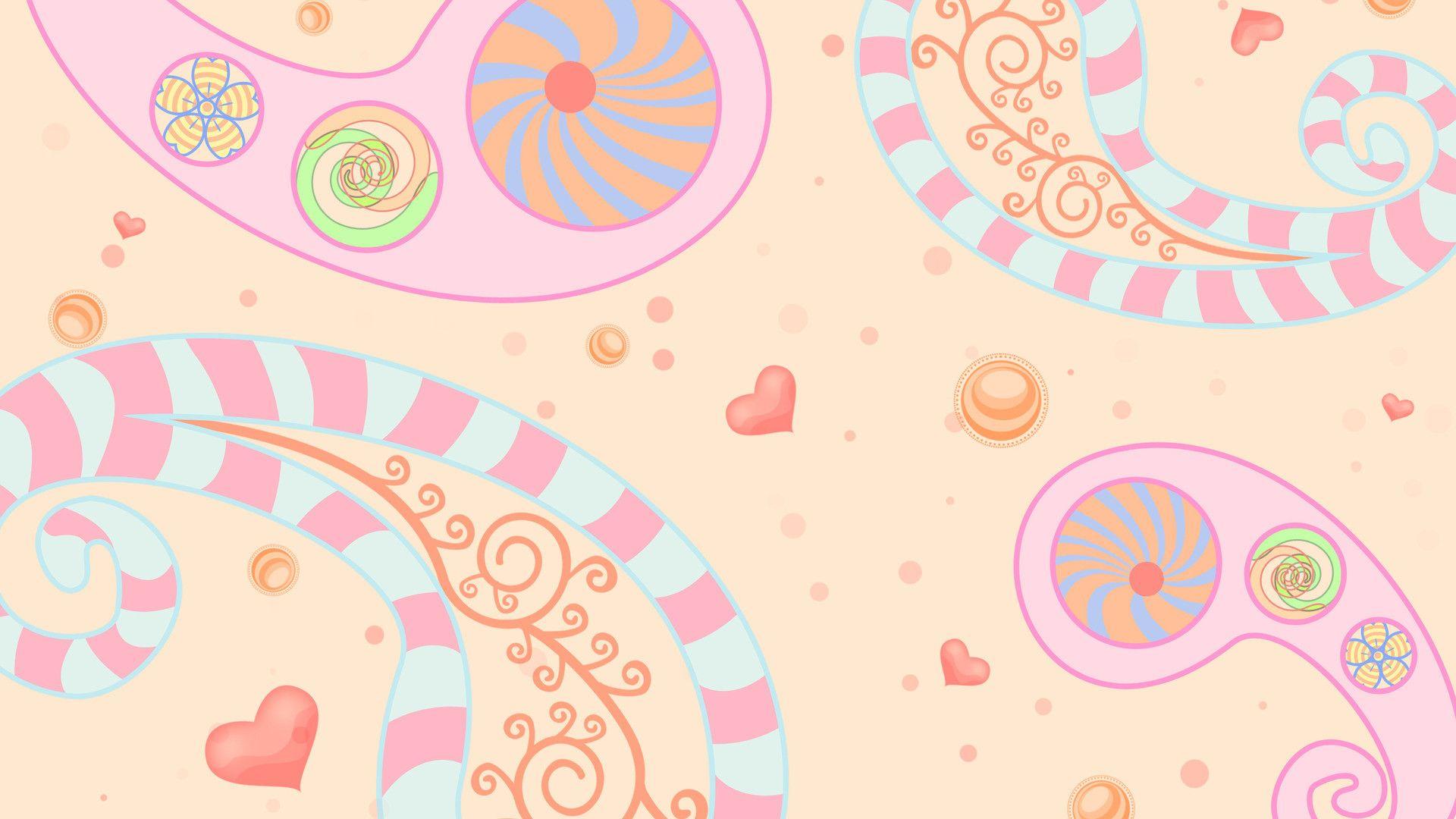 Swirls and Hearts background - #