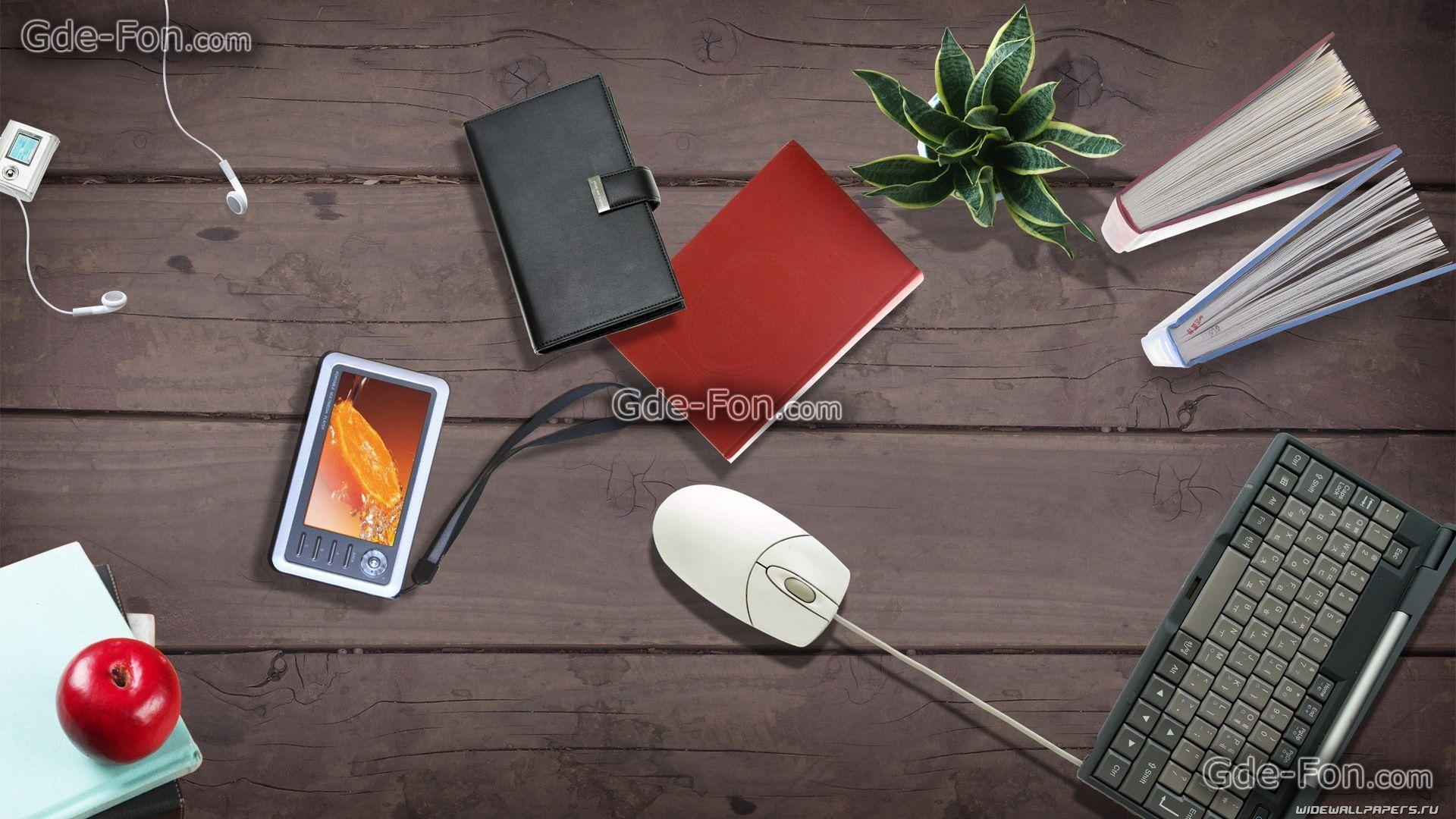 Download wallpaper computer, mouse, office desk, flower free