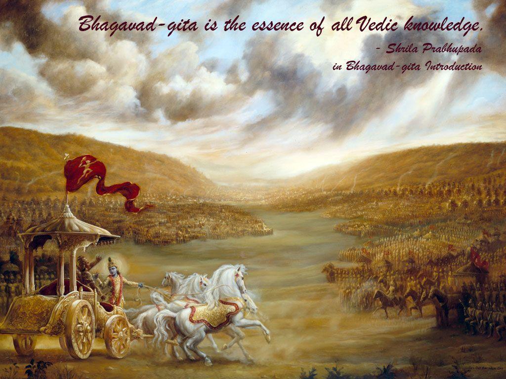 Download Bhagavad Gita Graphic Artwork With Inspirational Quote Wallpaper |  Wallpapers.com