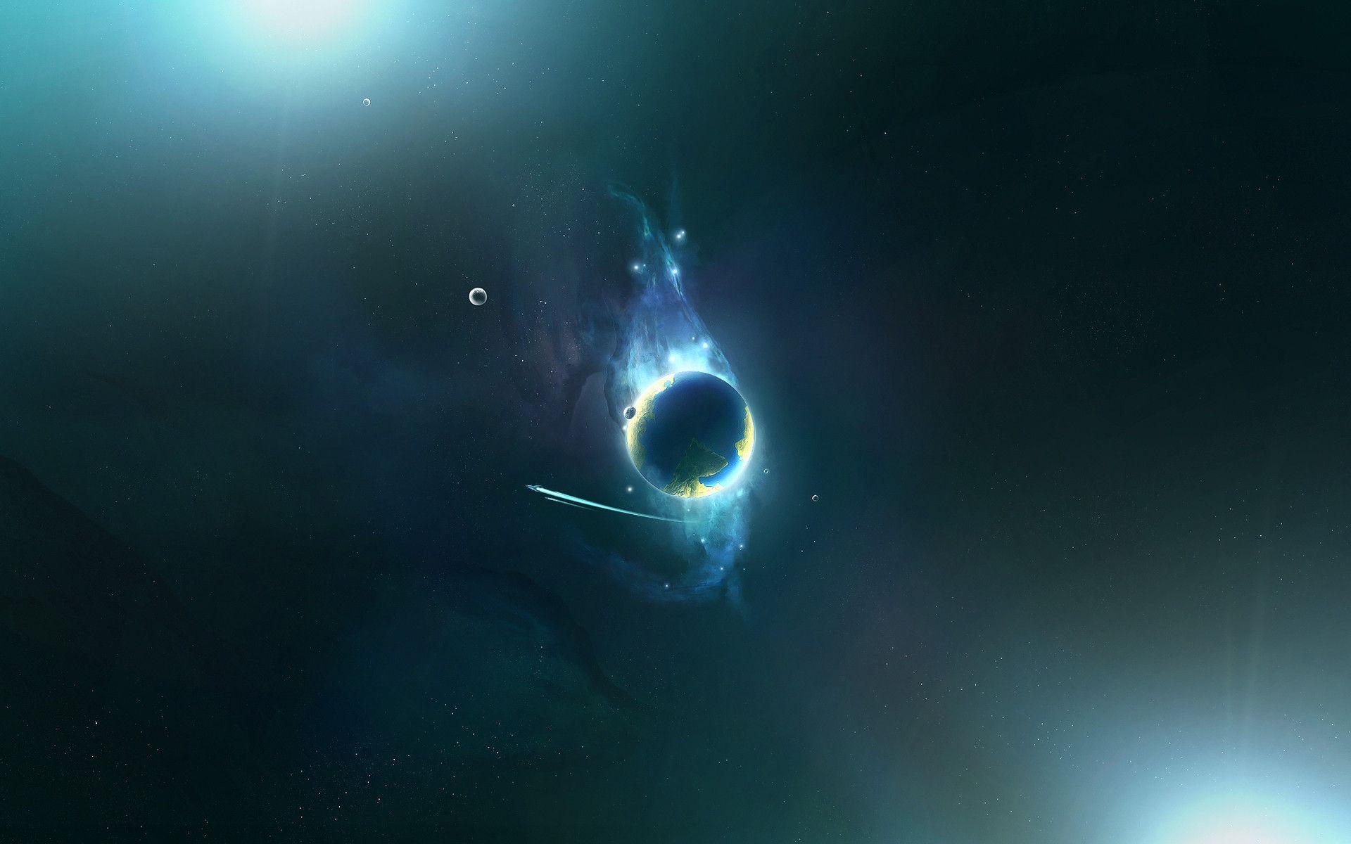 Download wallpaper planet, space, glow free desktop wallpaper