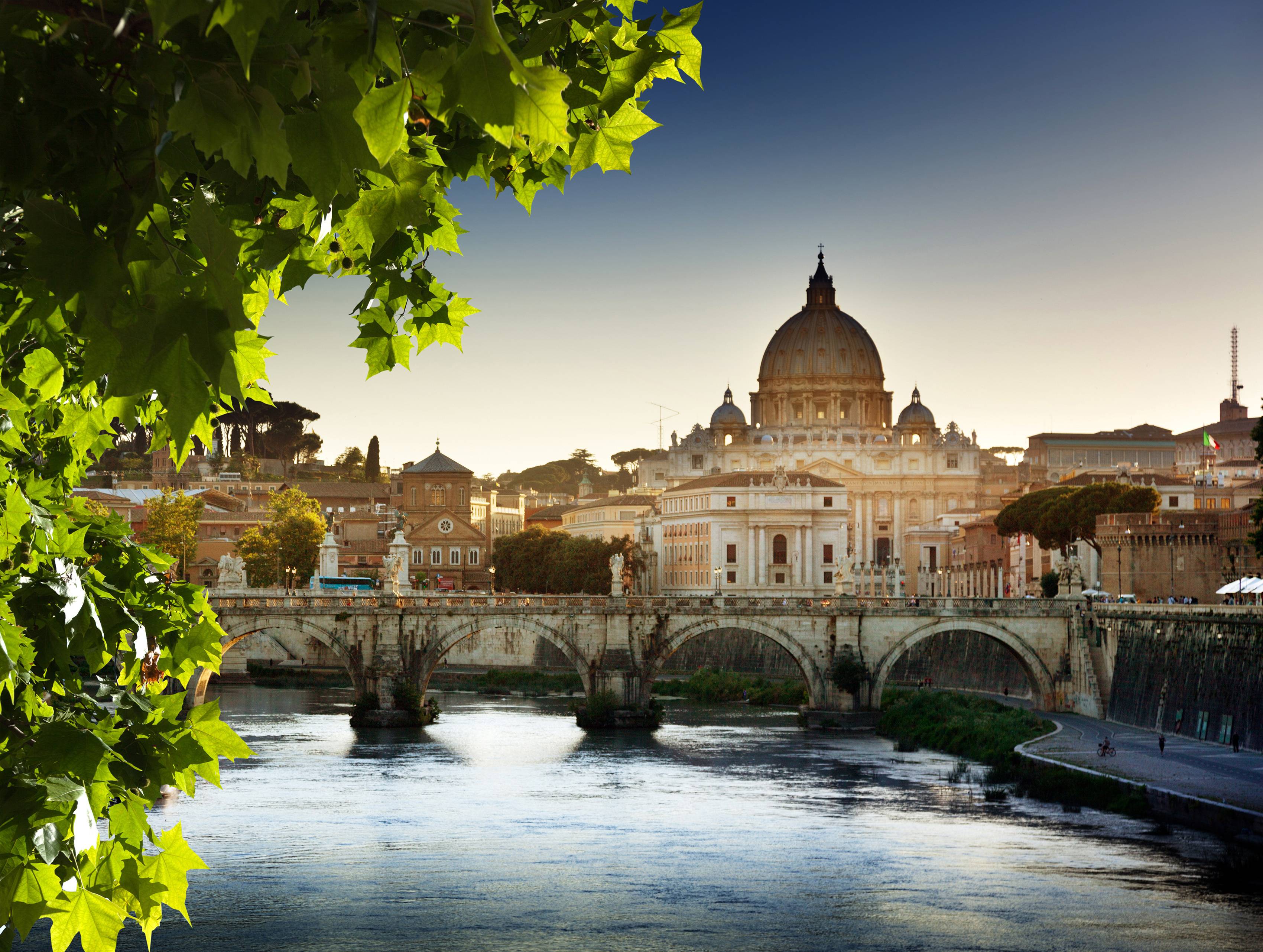 Old town, Leaves, Bridge, cathedral, Vatican wallpaper and image