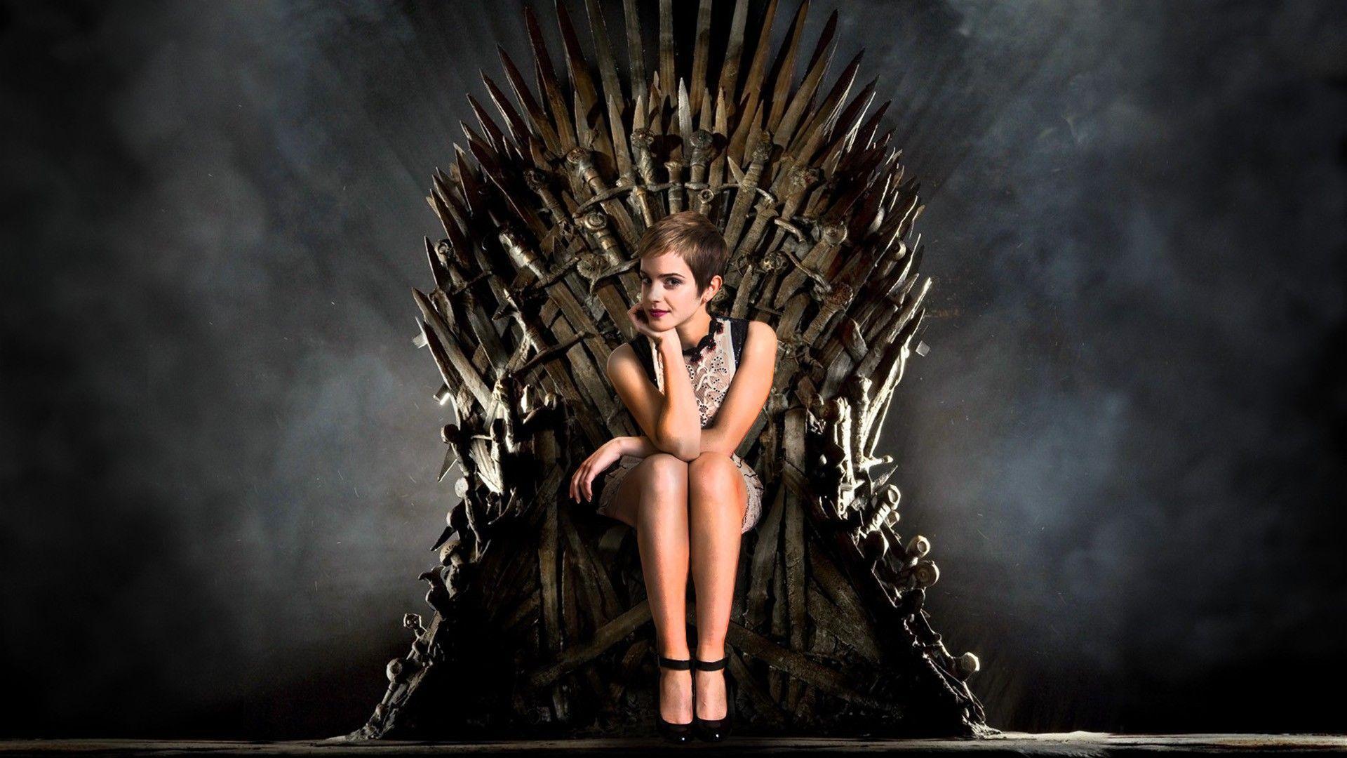 Emma Watson on the Iron Throne
