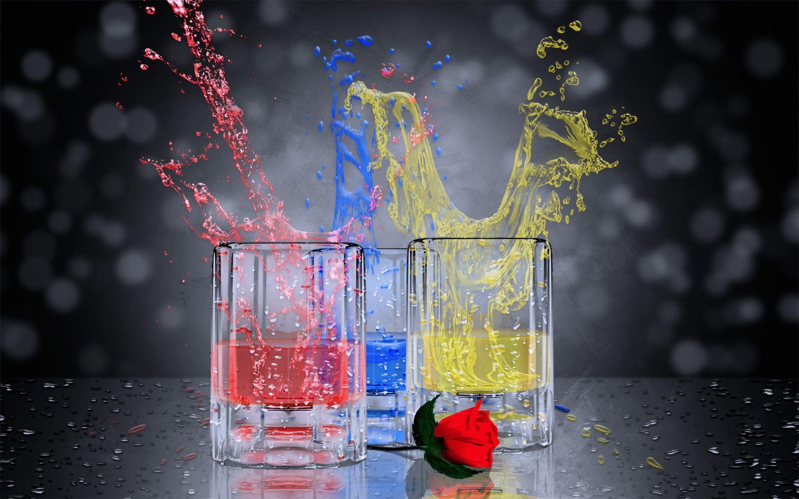 Splash of Colors in 3D Glasses Wallpaper and Photo Download