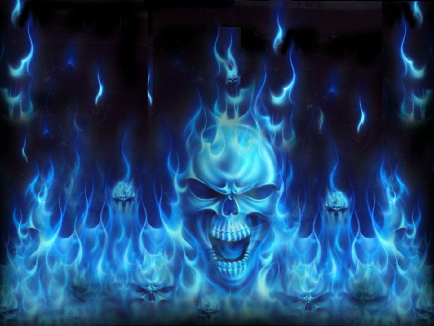 Blue Fire Skull wallpaper