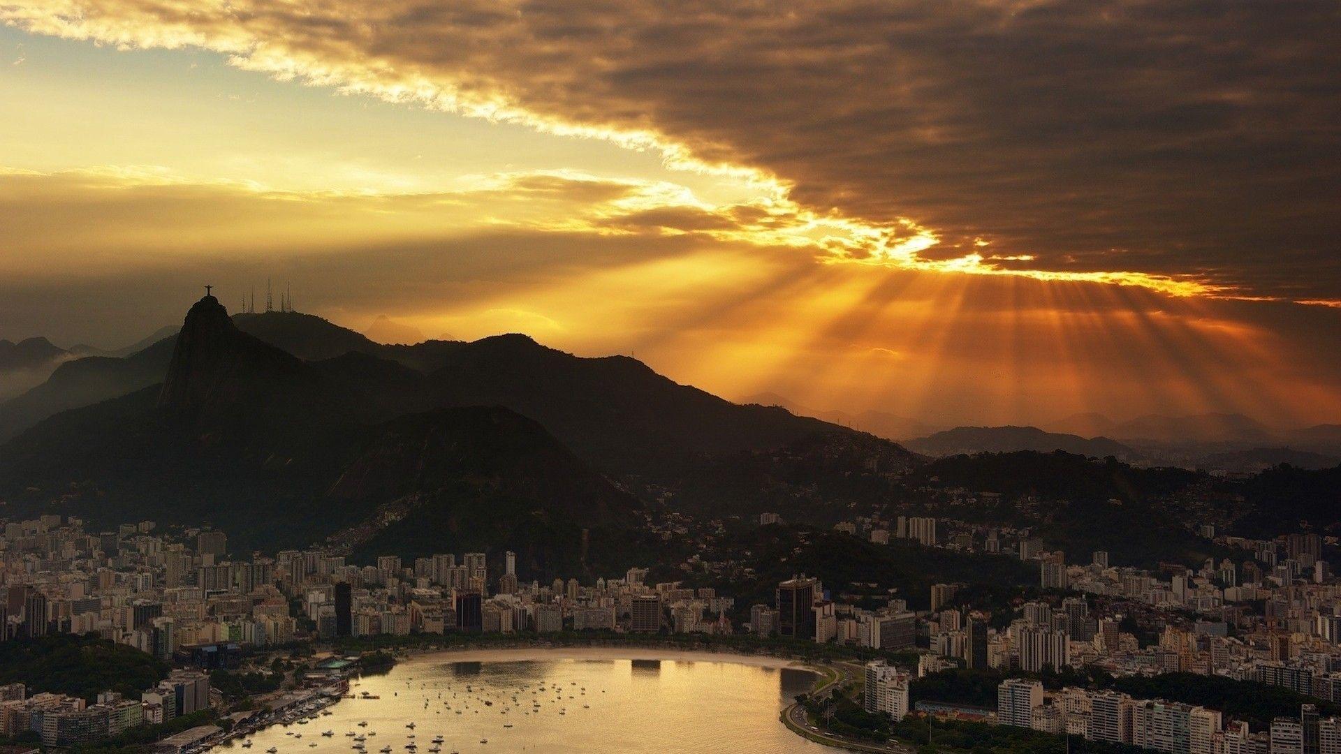 Rio De Janeiro Brazil at Sunset Wallpaper