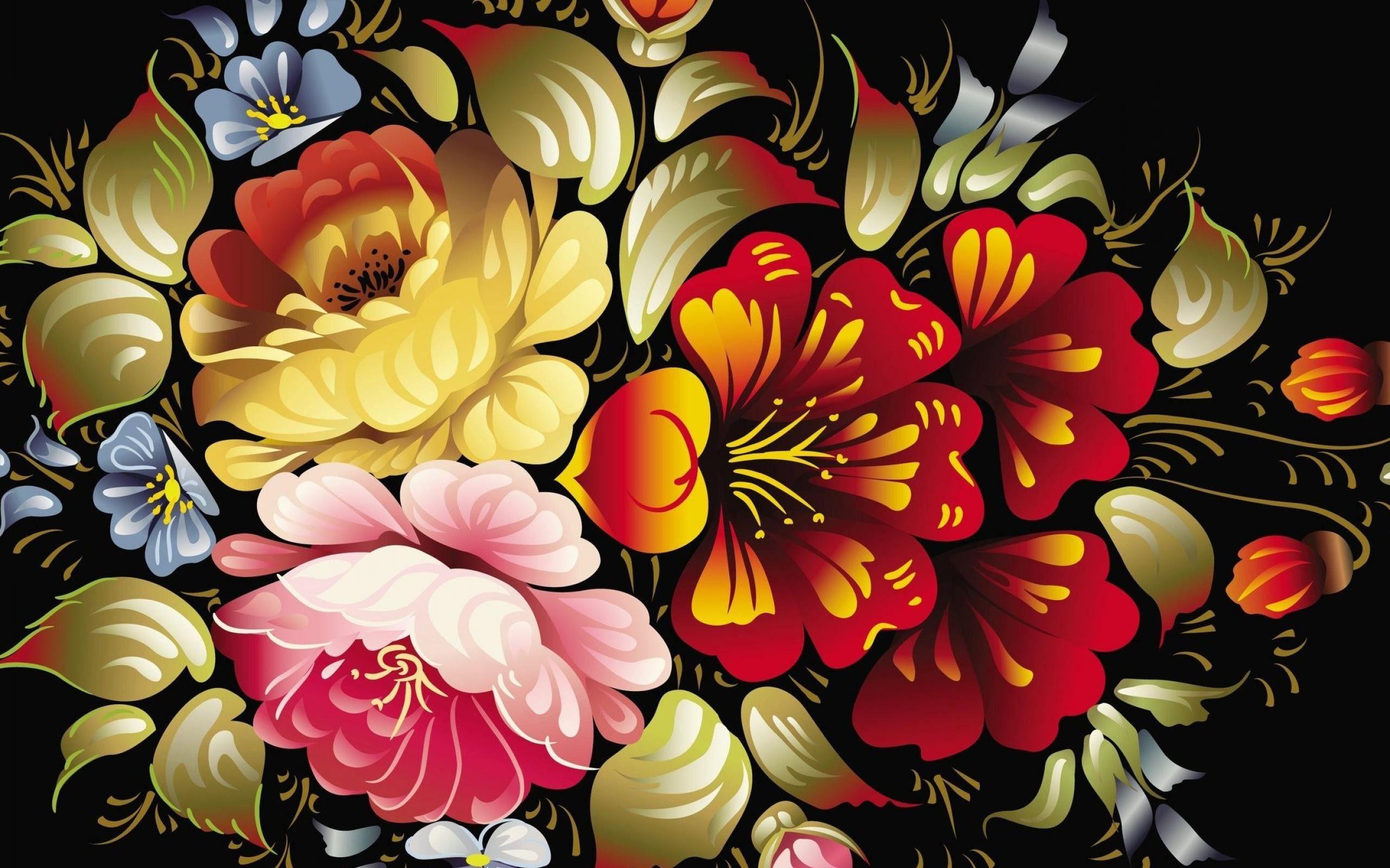 Flowers Abstract Art Wallpaper Free, Free Widescreen HD wallpaper