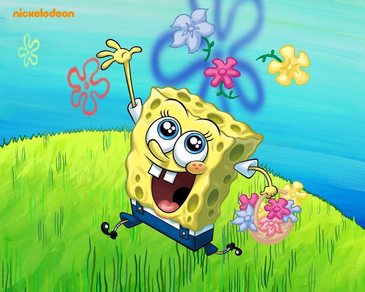 image For > Spongebob Flower Background