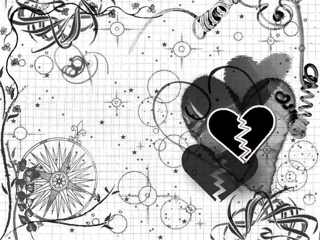 Wallpaper For > Black And White Hearts Wallpaper