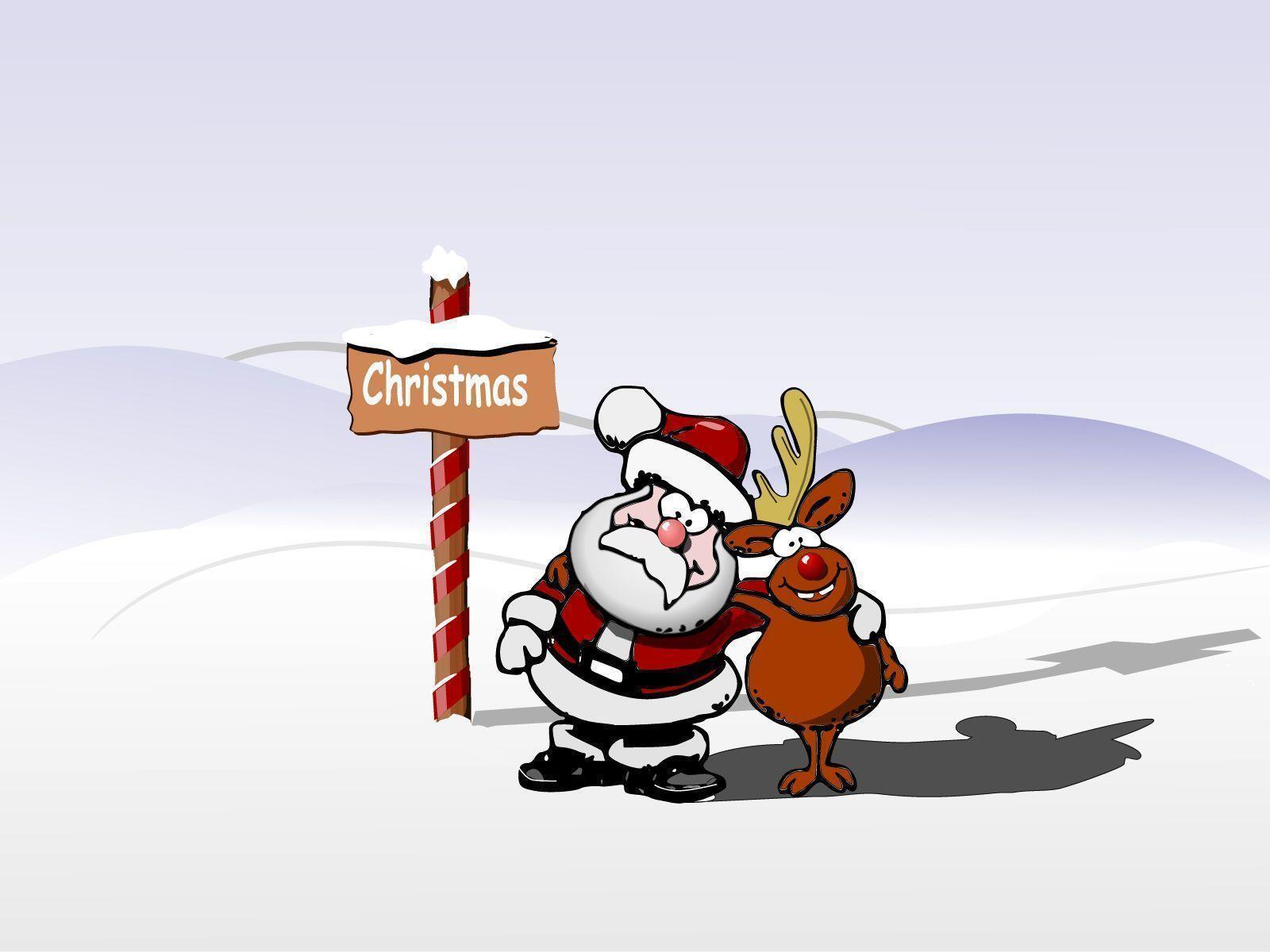 Santa and Rudolph at the Christmas PPT Background