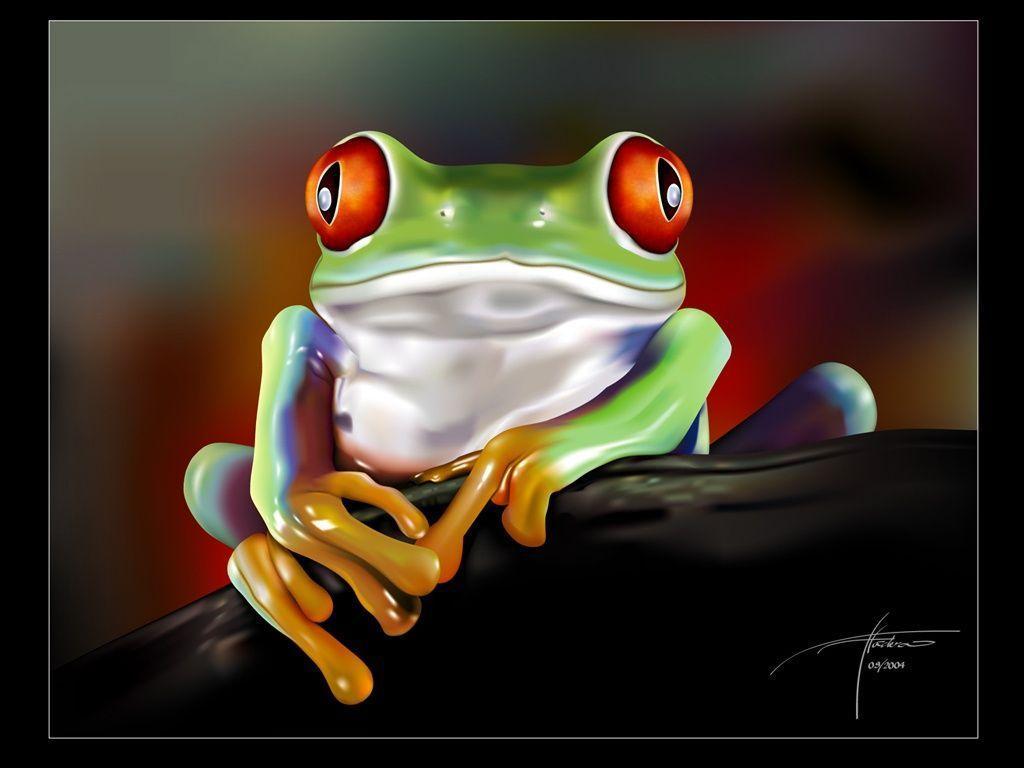 Cute Frog 1024x768 3D Wallpaper