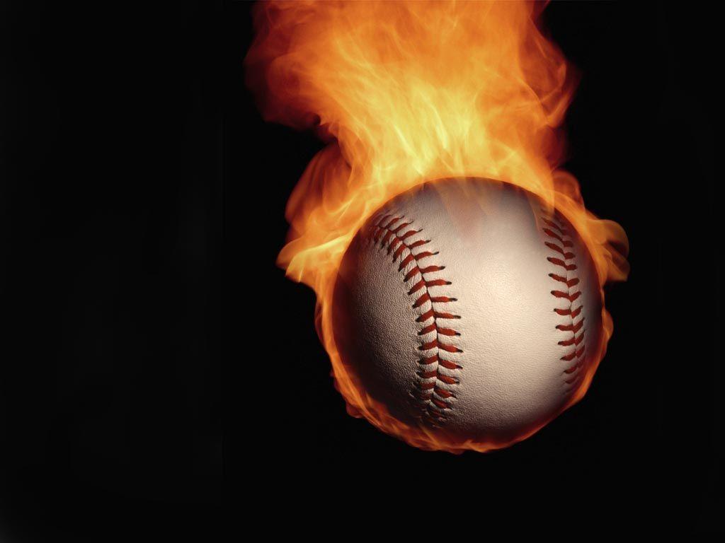 Baseball on fire baseball image