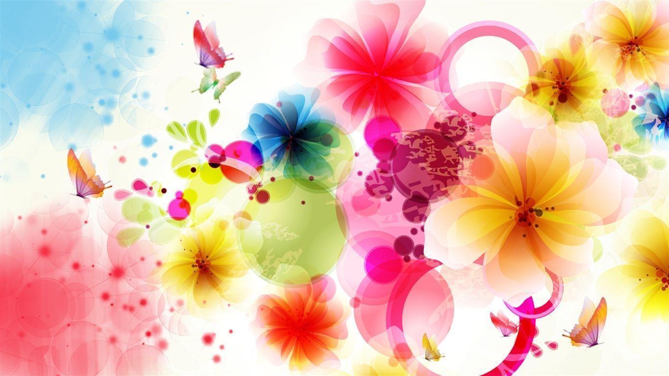 Download Design Flowers And Butterflies Wallpaper. Full HD Wallpaper