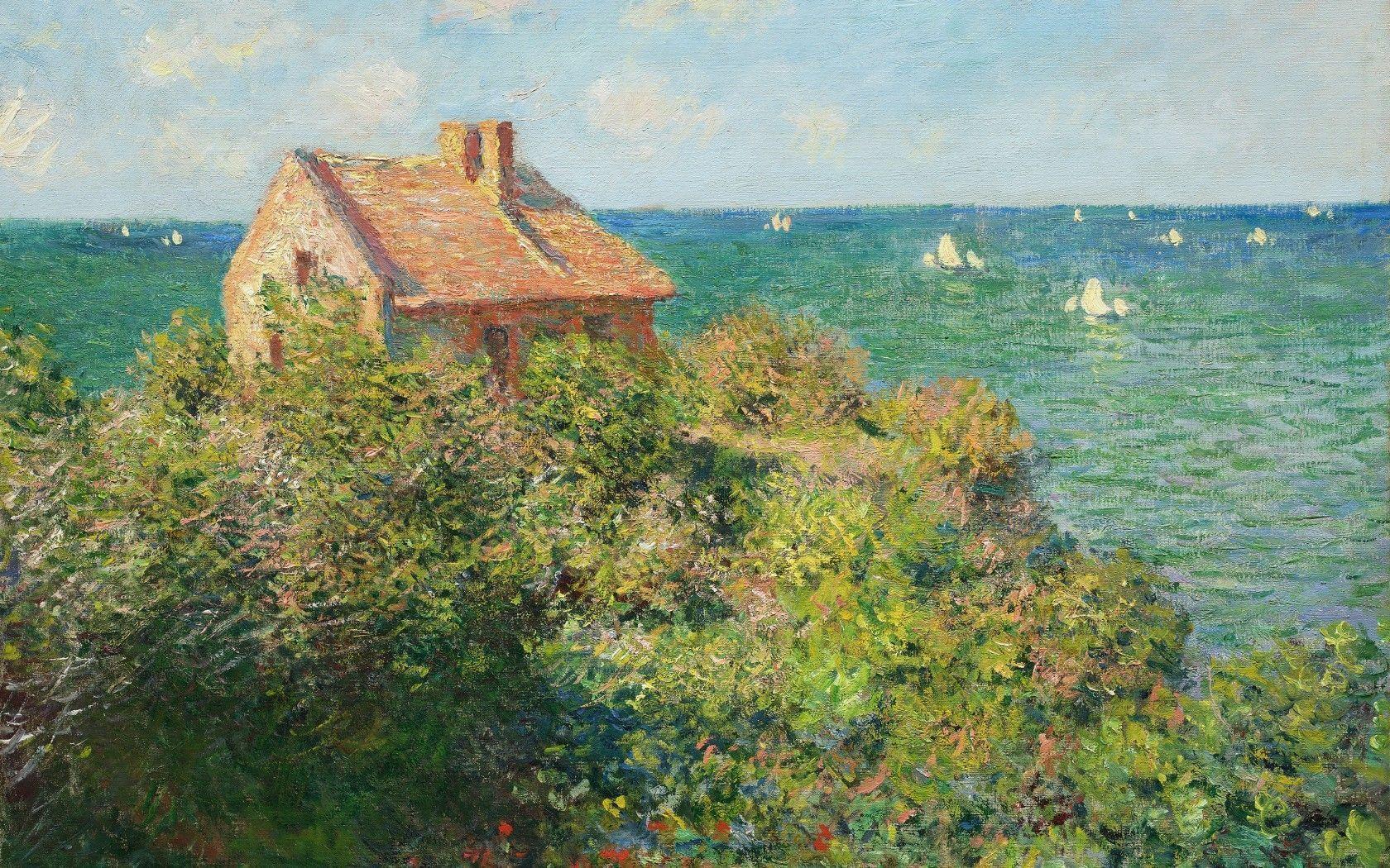 Download wallpaper Claude Monet, Fisherman&;s house in Varenzhville