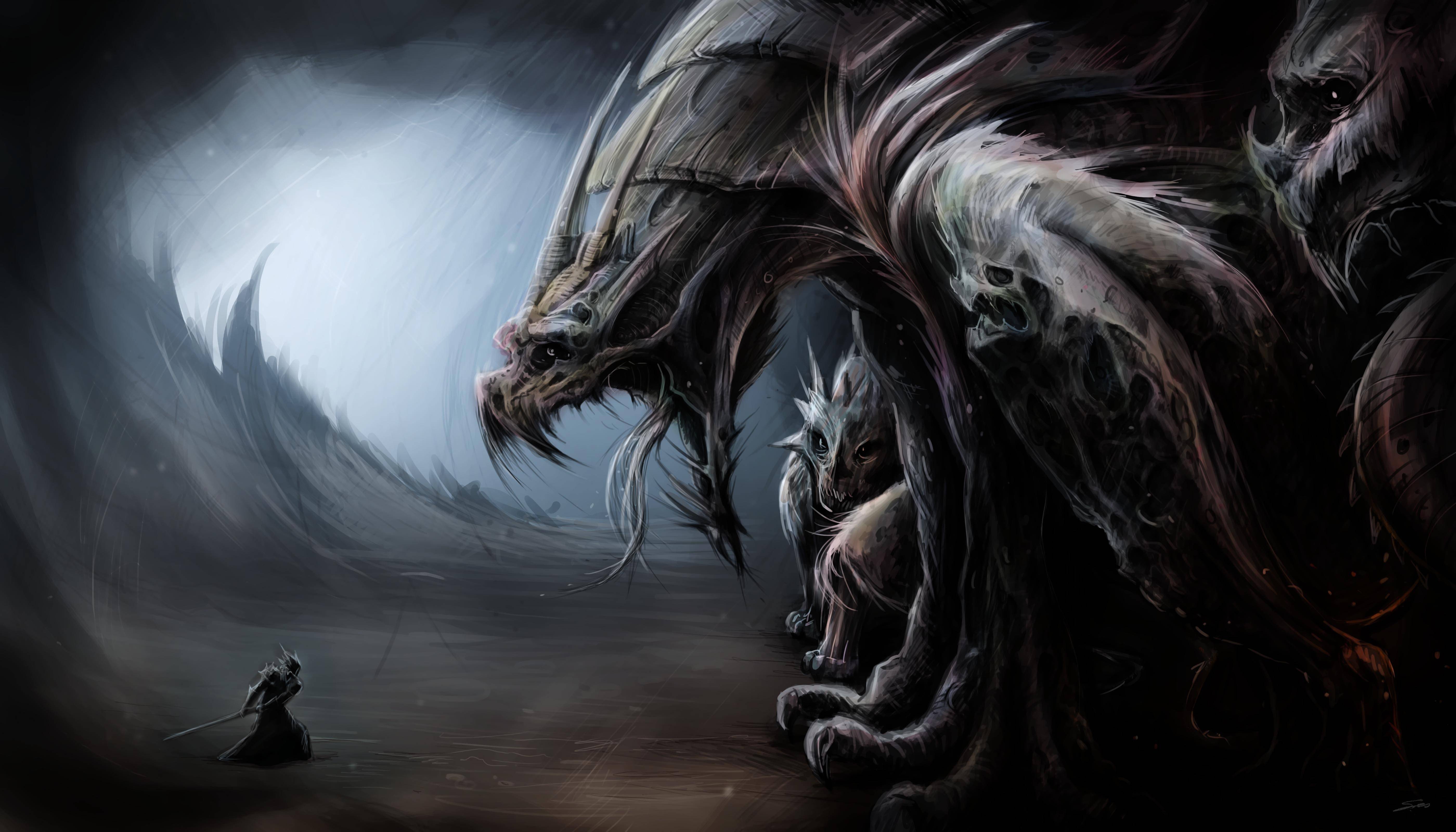 Monsters Fantasy dragons warrior wallpaperx3201