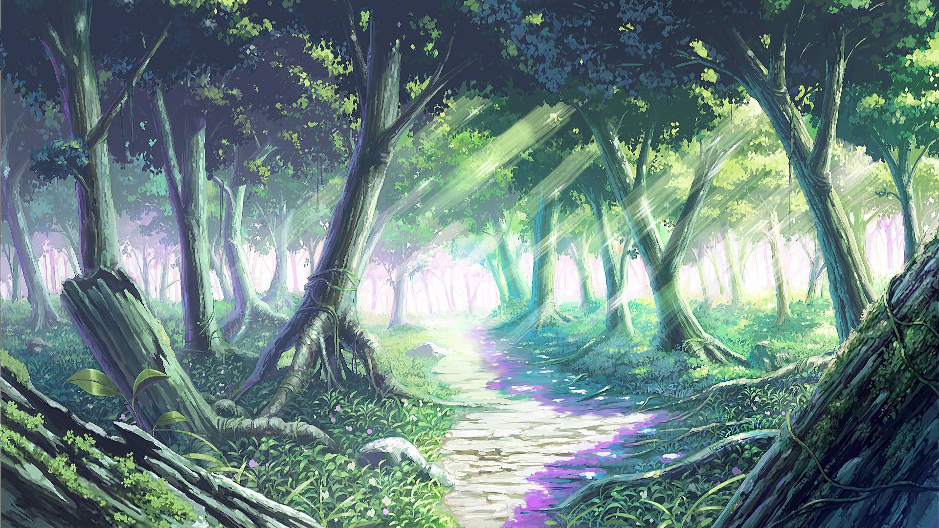 HD desktop wallpaper: Anime, Forest, Tree download free picture