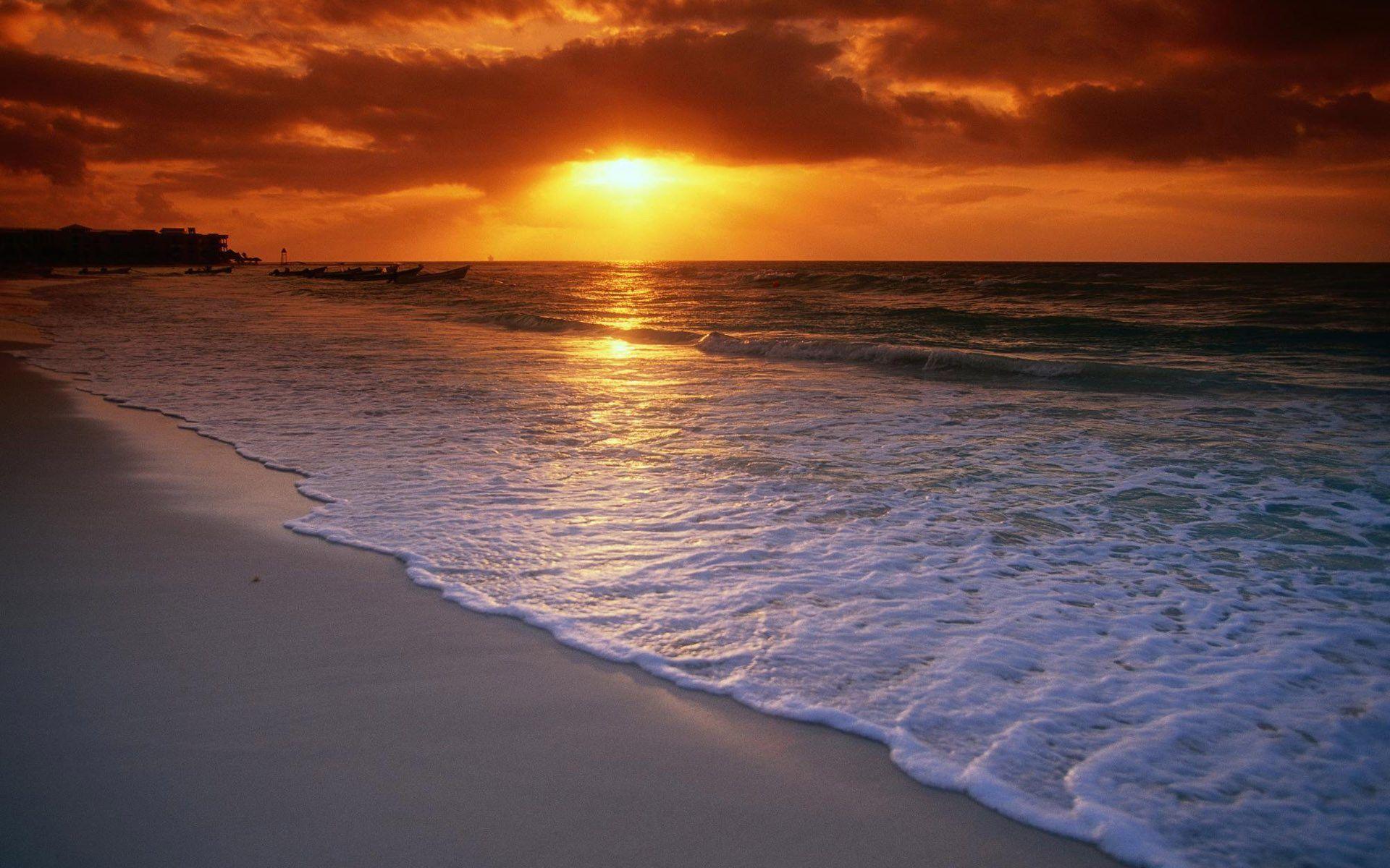 Tropical Beach Sunset HD Wallpaper For Desktop Background